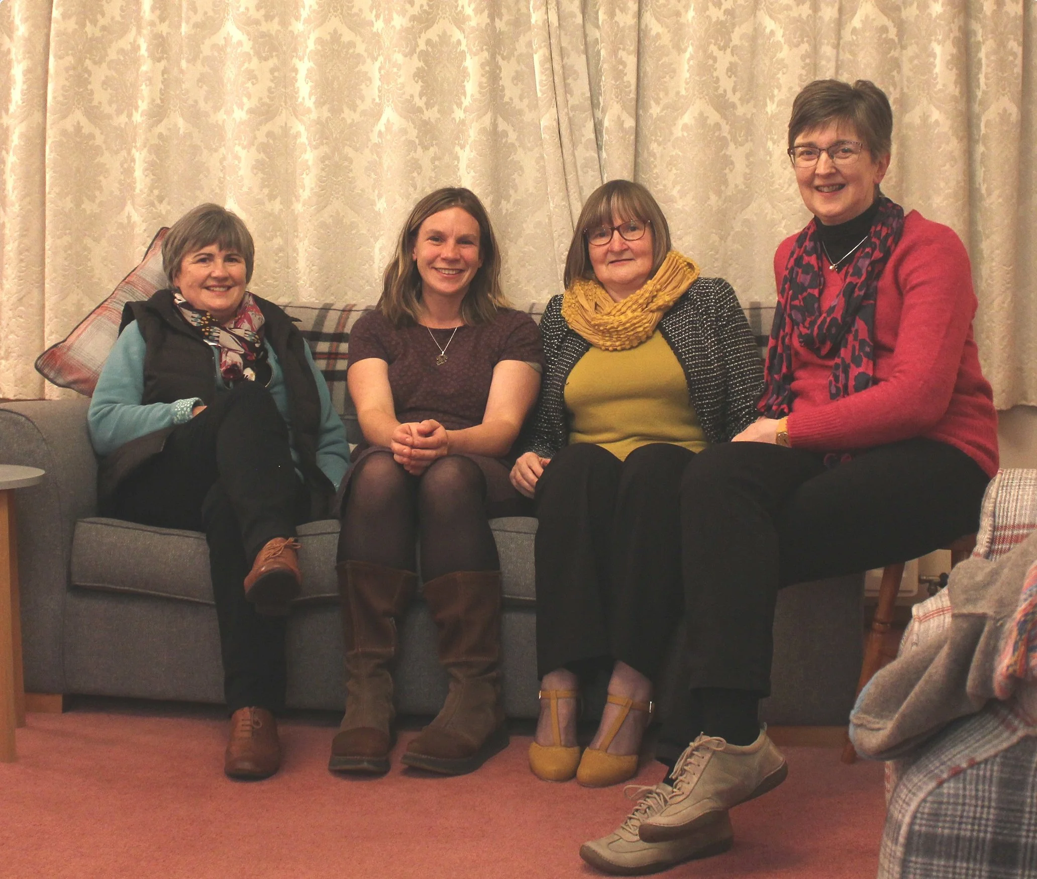 Frances with singers Dina Rankin, Catherine Budge and Neilean Murray. Kilmuir, Skye. November 2019. 