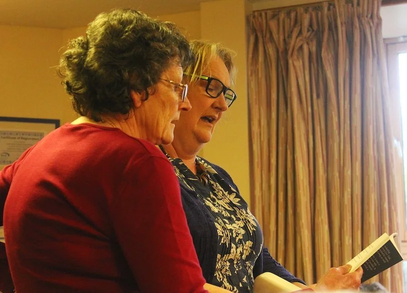 Nanna MacInnes and Magaidh Smith, Psalm boat singers, Stornoway, Lewis. February 2020. 