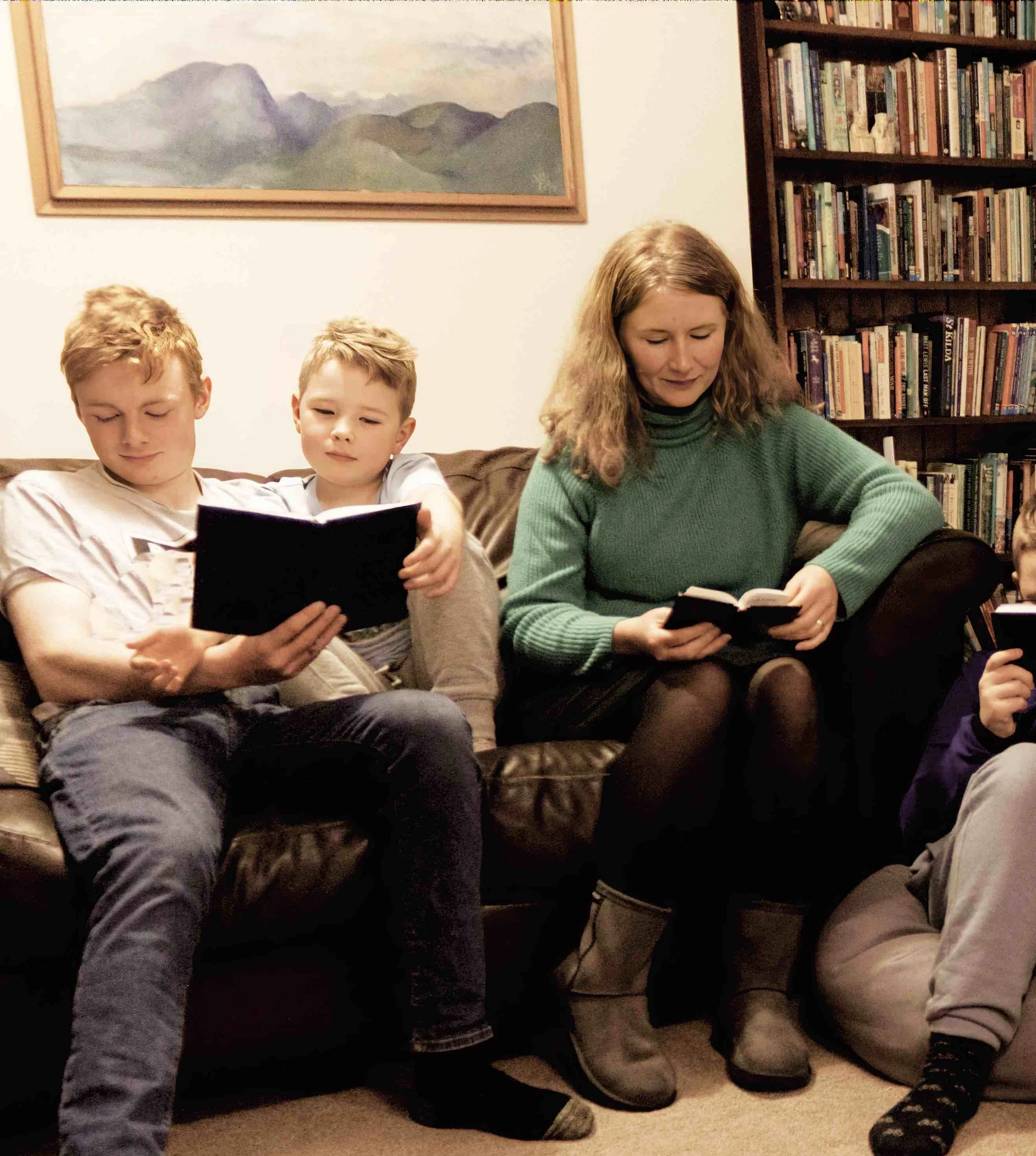 The MacInnes Family during family worship, Ardelve, Lochalsh. November 2023. 
