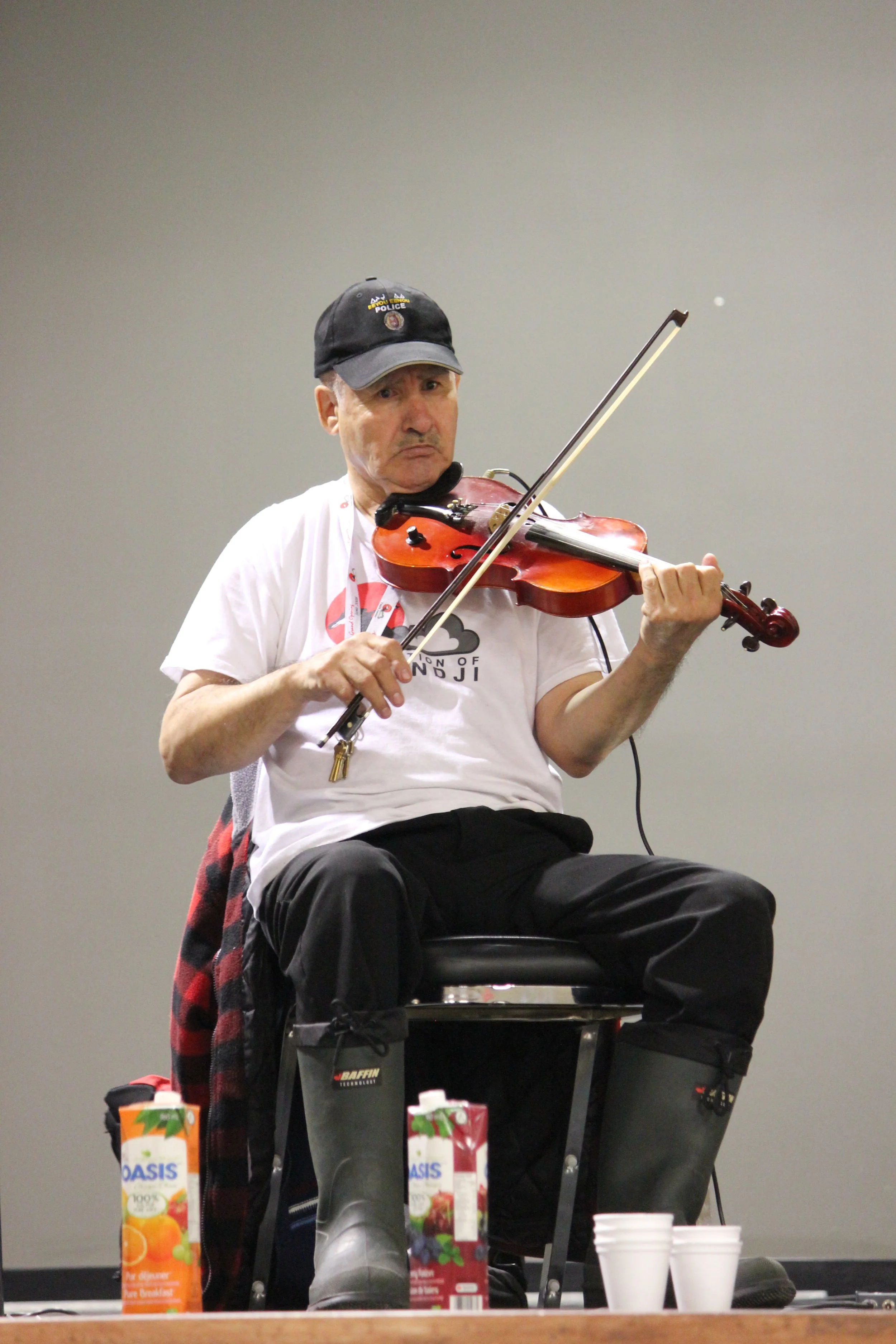 Bobby Georgekish performing in Wemindji, Eeyou Istchee, Québec. November 2011. Photograph by Frances Wilkins.