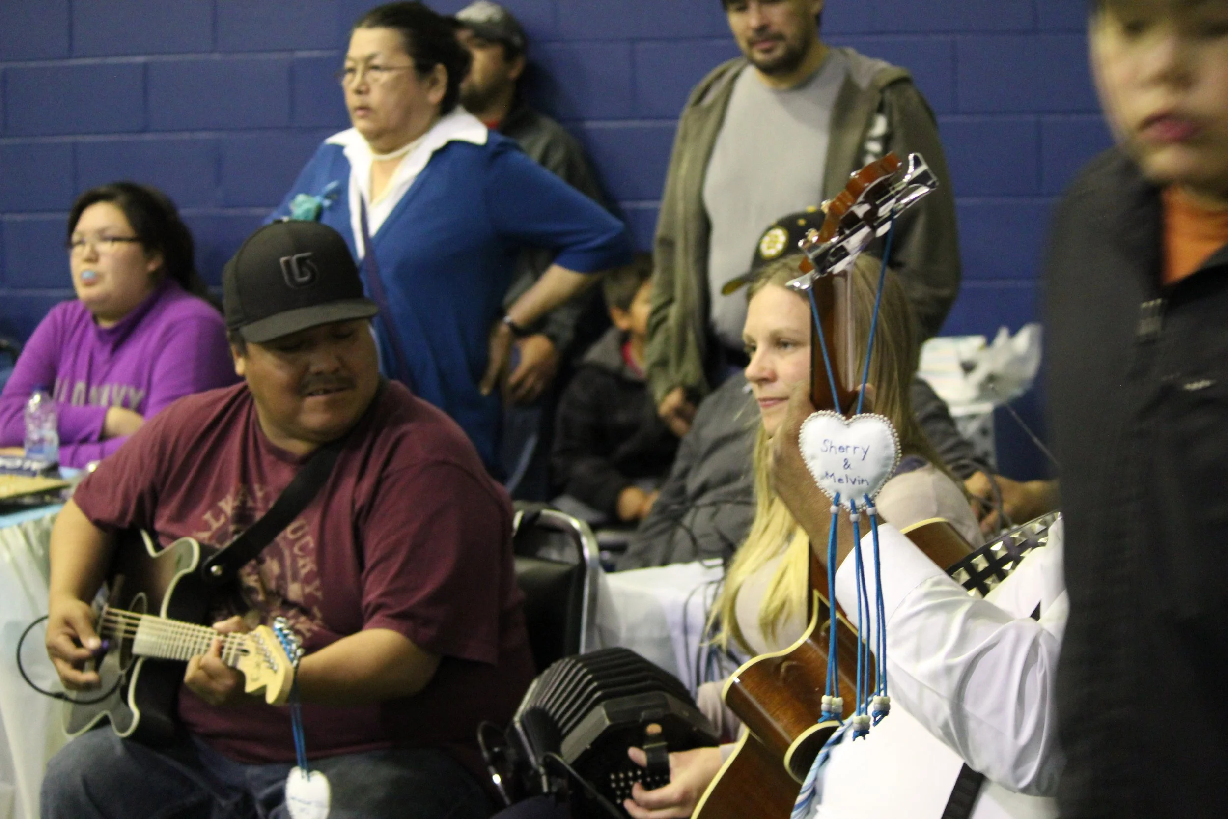 Performing with Roy Ratt, wedding dance, Wemindji, Eeyou Istchee, Québec. September 2012.