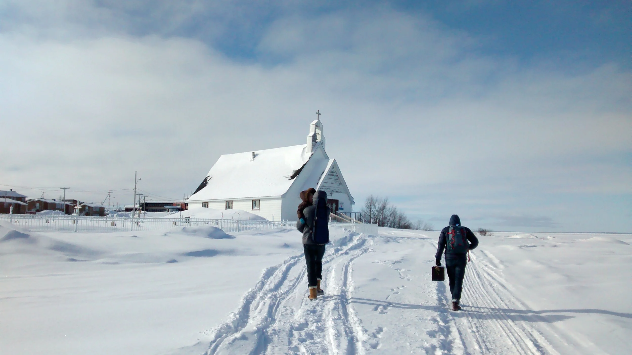 Ronan Martin and Mac Morin, Waskaganish, Eeyou Istchee, Québec. February 2018. Photograph by Frances Wilkins.