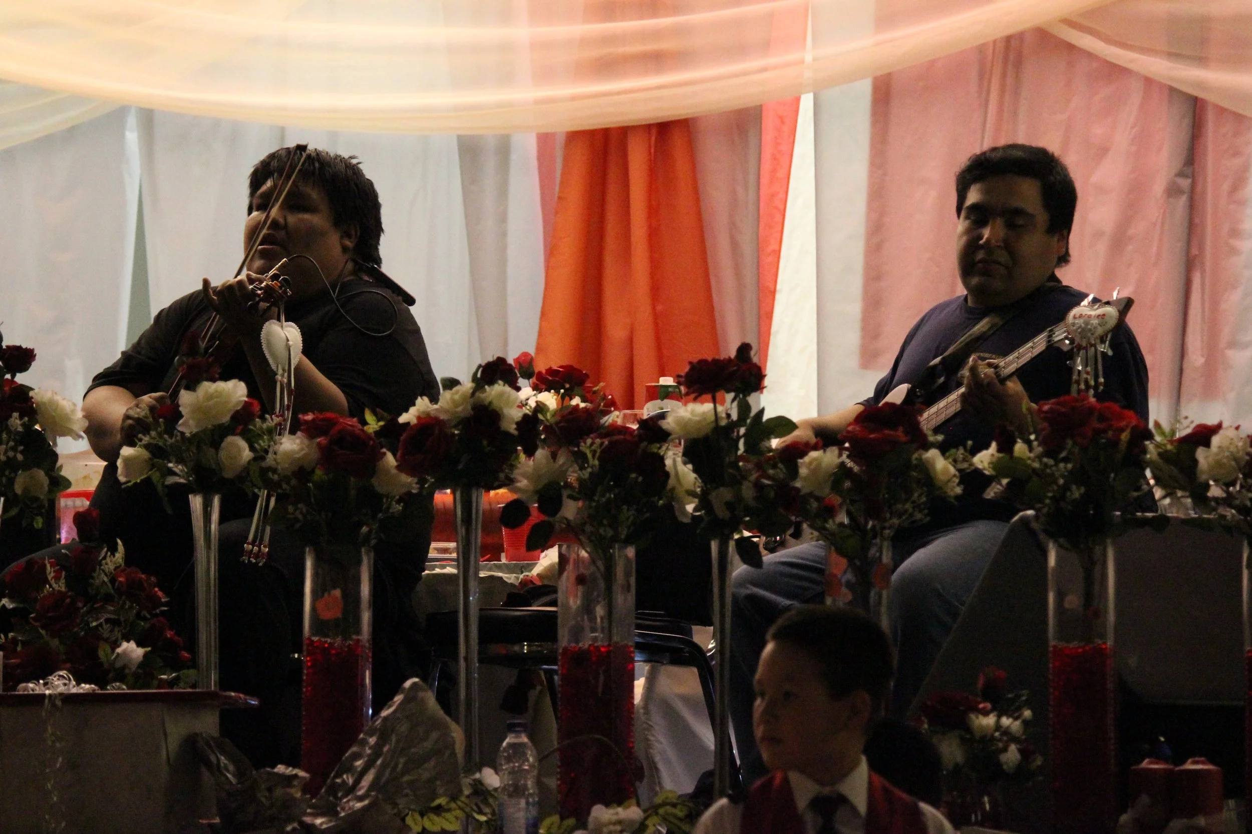 Musicians at wedding dance, Wemindji, Eeyou Istchee, Québec. November 2011. Photograph by Frances Wilkins.