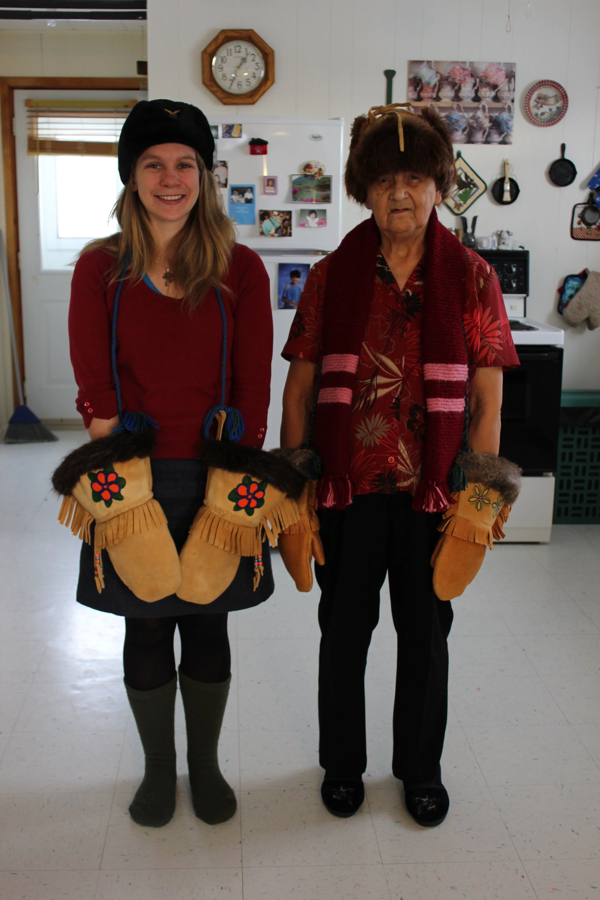 Frances and Daisy Cheechoo, Moose Factory, Northern Ontario, December 2011. Photograph by Frances Wilkins. 