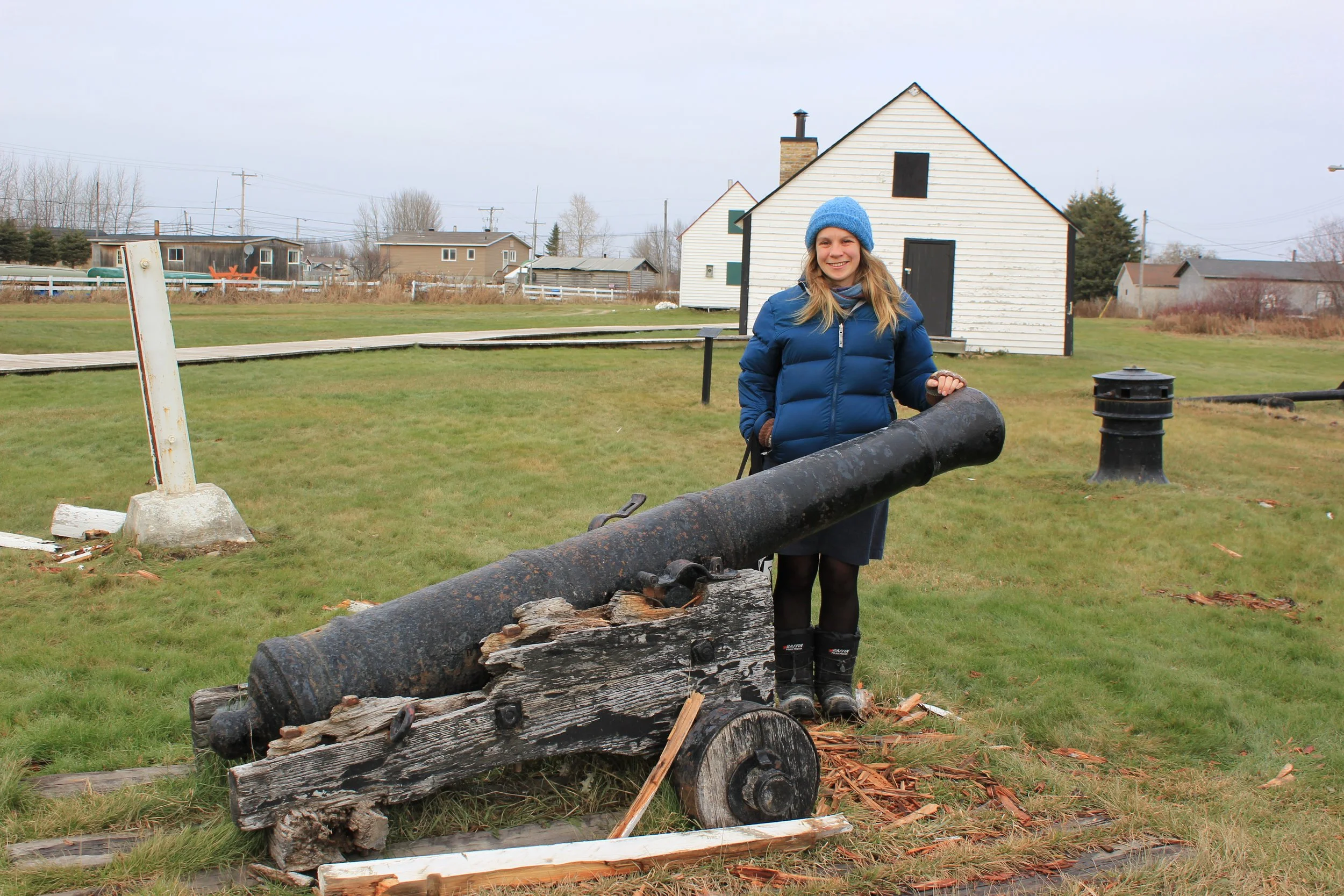 Frances at the Hudson's Bay Company heritage site, Moose Factory, Northern Ontario, November 2011. Photograph by Minnie Sutherland.