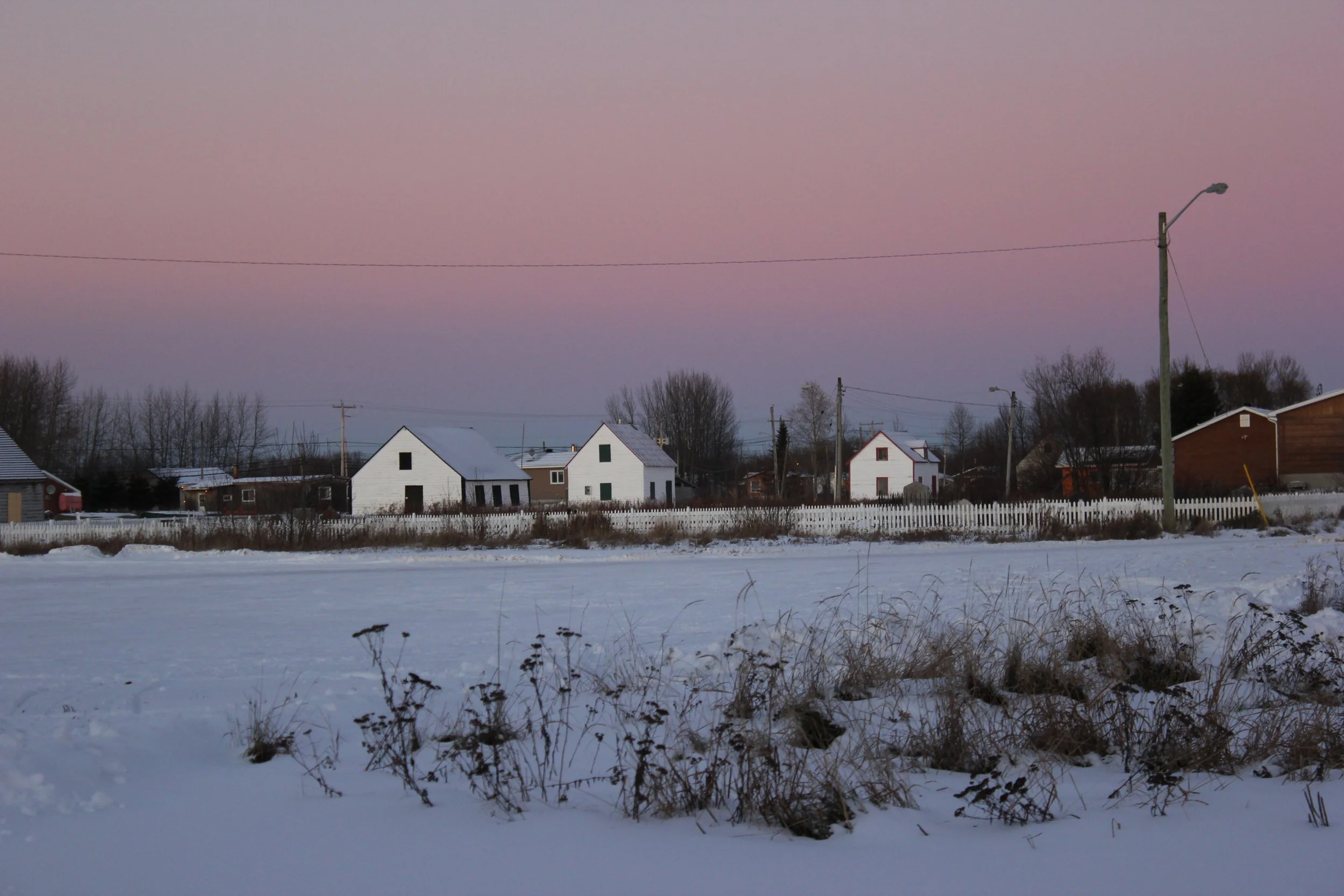 Hudson's Bay Company buildings, Moose Factory, Northern Ontario, December 2011. Photograph by Frances Wilkins. 
