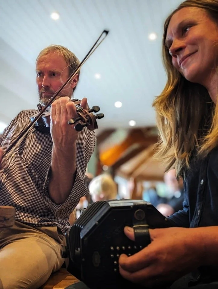 Frances with Ronan Martin, The Old Forge, Inverie.