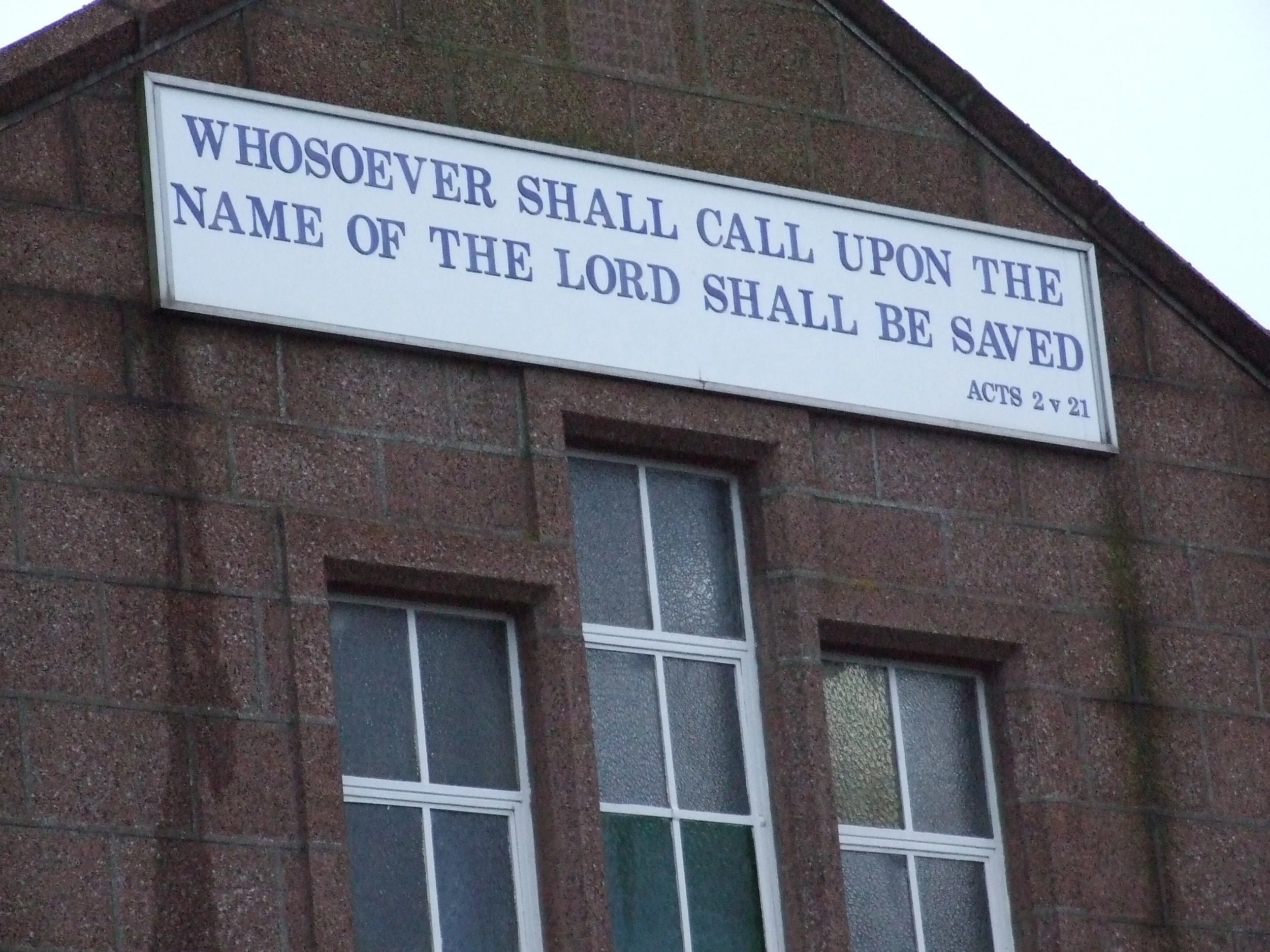 Gospel hall, Peterhead, Aberdeenshire, July 2008. Photograph by Frances Wilkins.