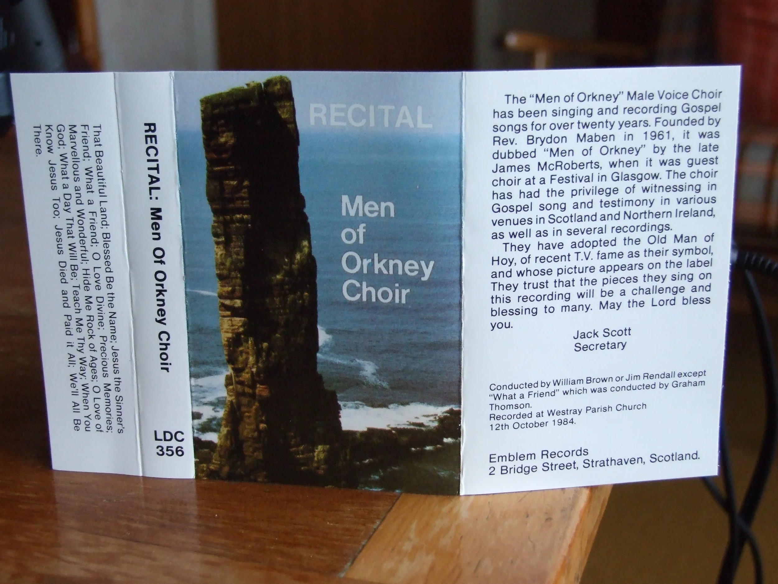 Men of Orkney (Kirkwall/Westray), 'Recital' album sleeve (1984).