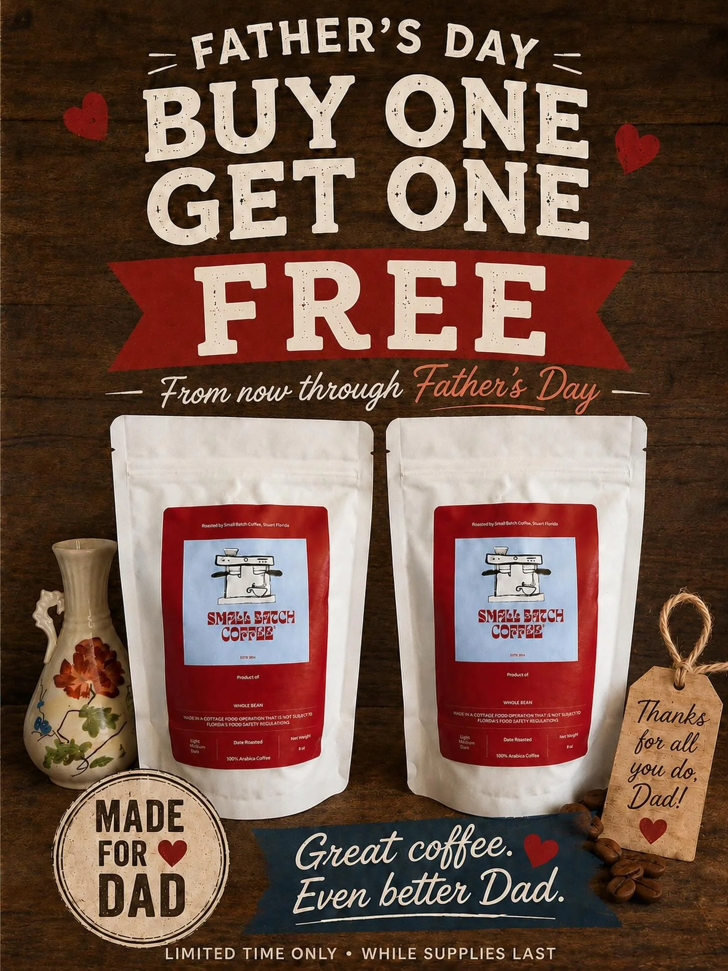Father&rsquo;s Day Promo ☕️

Dads deserve great coffee! From now until Father&rsquo;s Day, buy one bag of coffee and get one FREE!!

Stock up for Dad, gift a friend, or keep one for yourself.

📍Local pickup available
📦 Shipping available
📩 DM to o