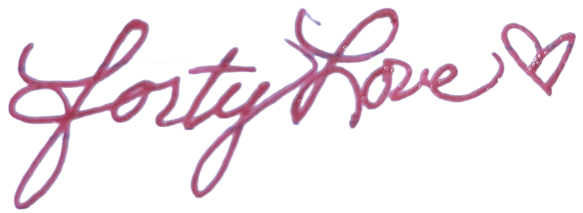 "Forty Love", the title of Caroline Langerman's Substack newsletter, handwritten with a heart illustration.