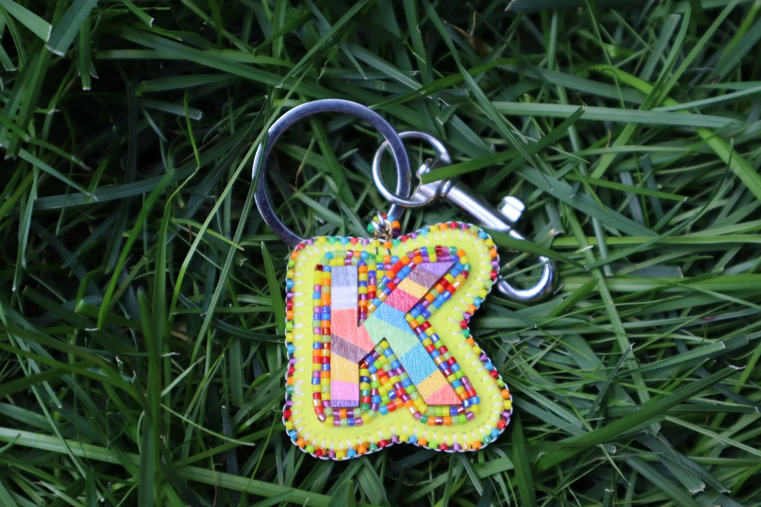 ROY G BIV Letter Keychain "K"
