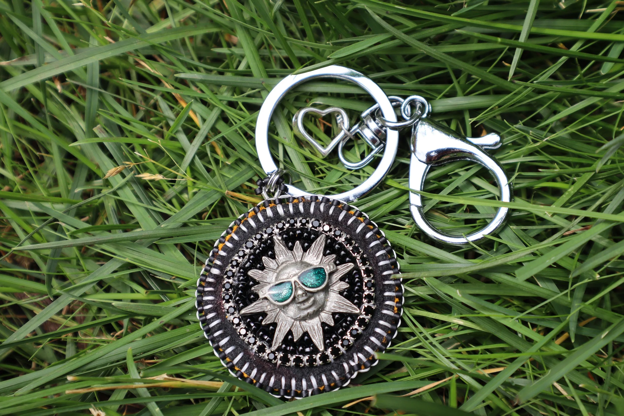 Black and Grey Sun Keychain