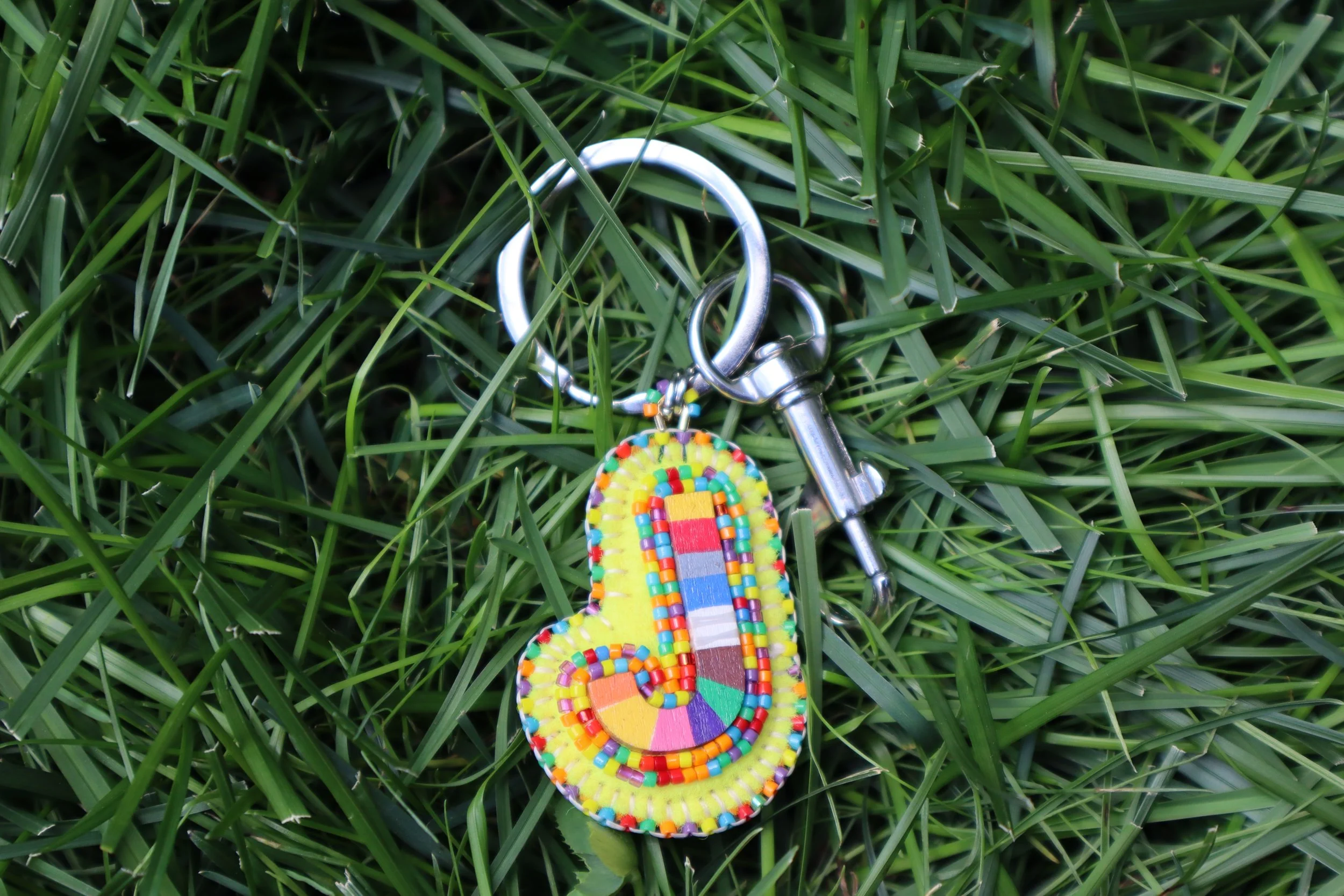 ROY G BIV Letter Keychain "J"