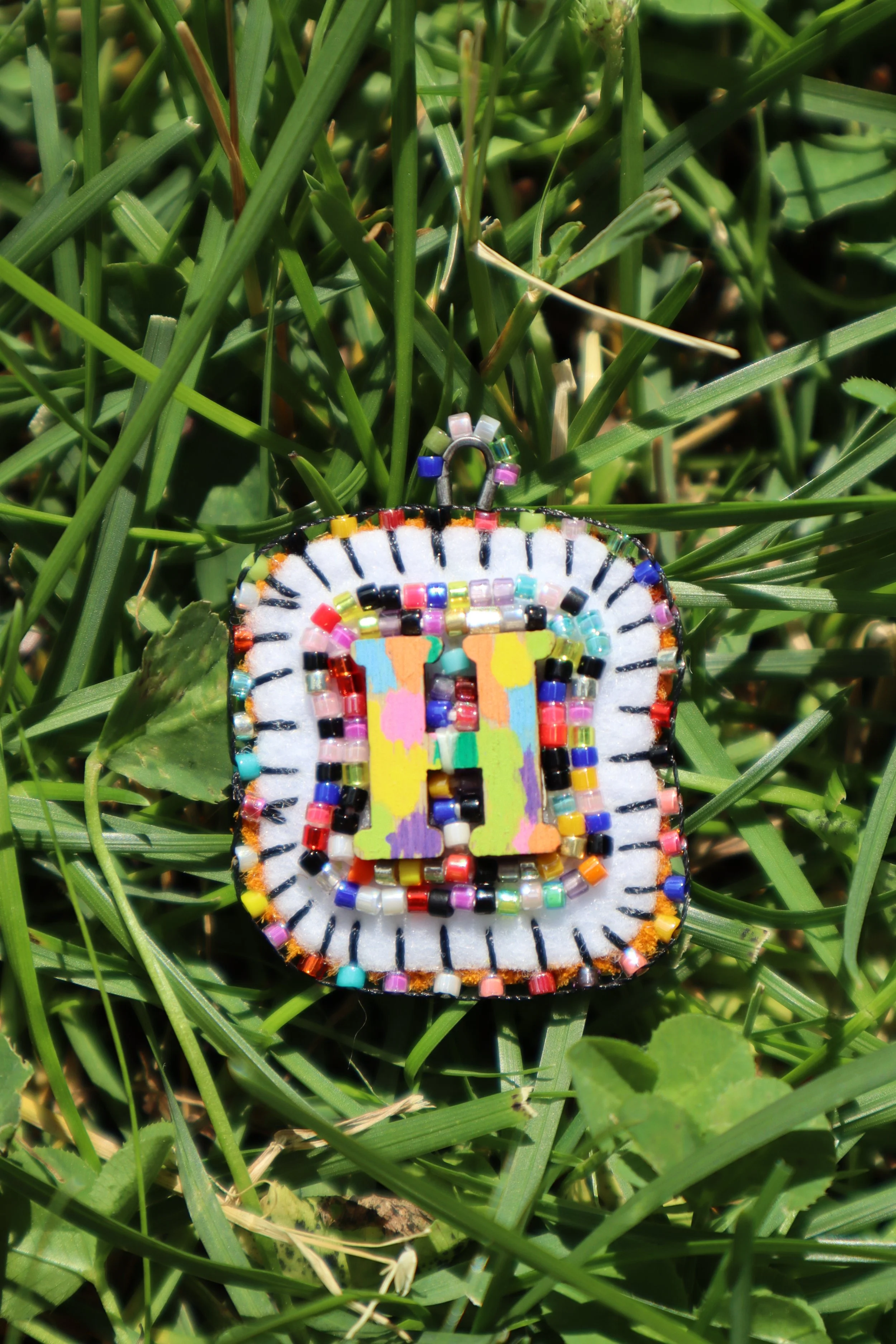 Rainbow Bead Soup Charm "H"