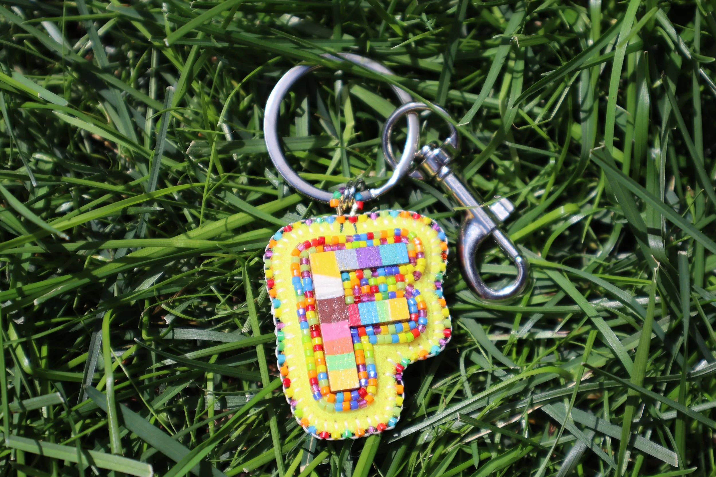 ROY G BIV Letter Keychain "F"