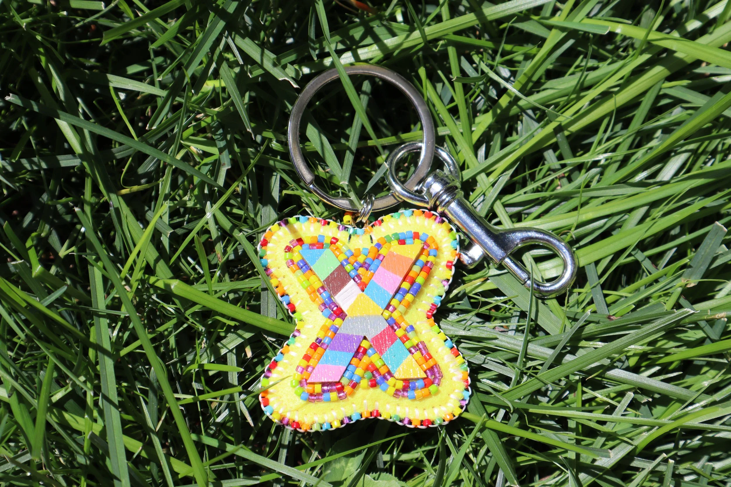 ROY G BIV Letter Keychain "X"