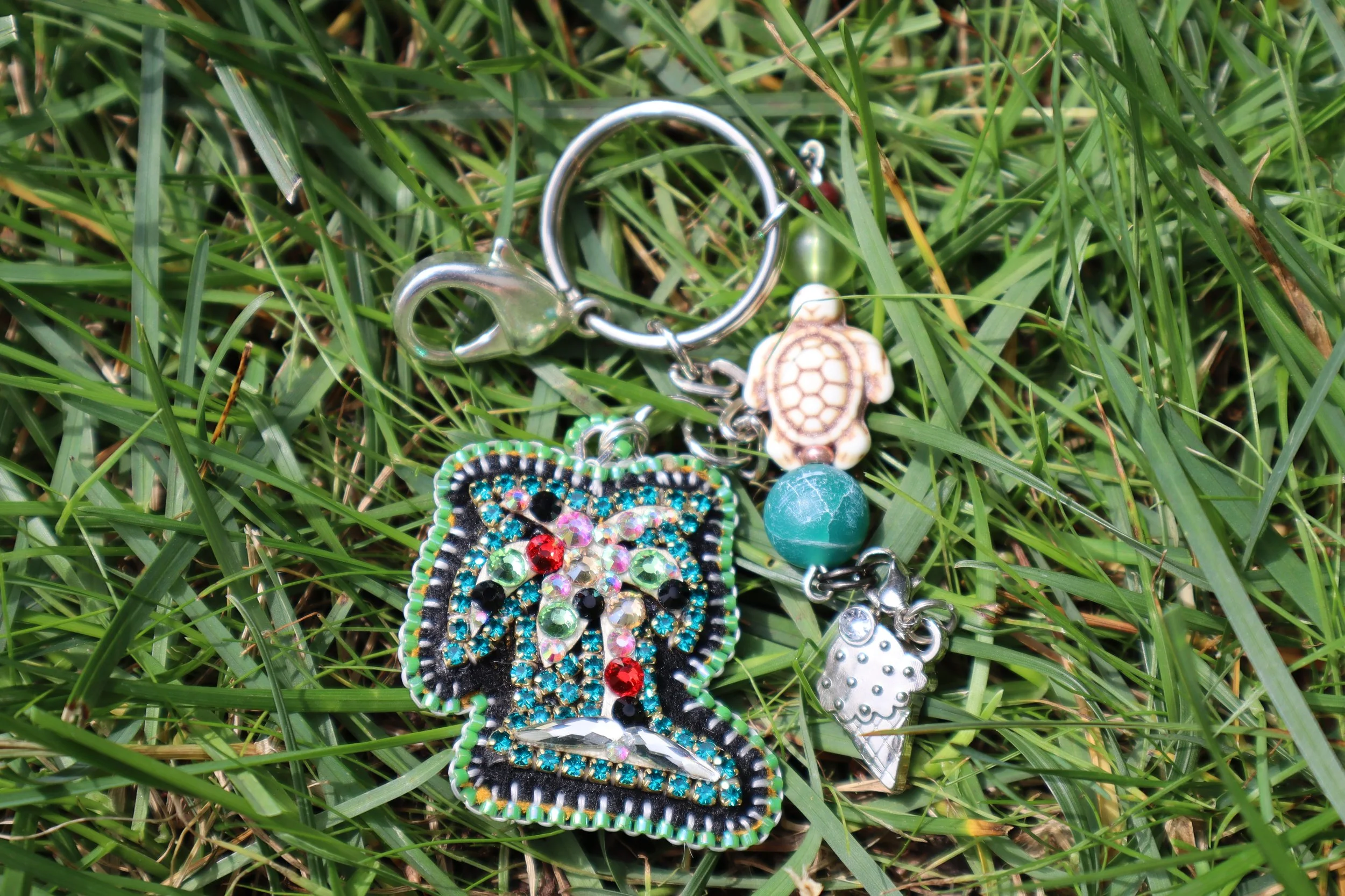 Bright Palm Tree Charm Keychain