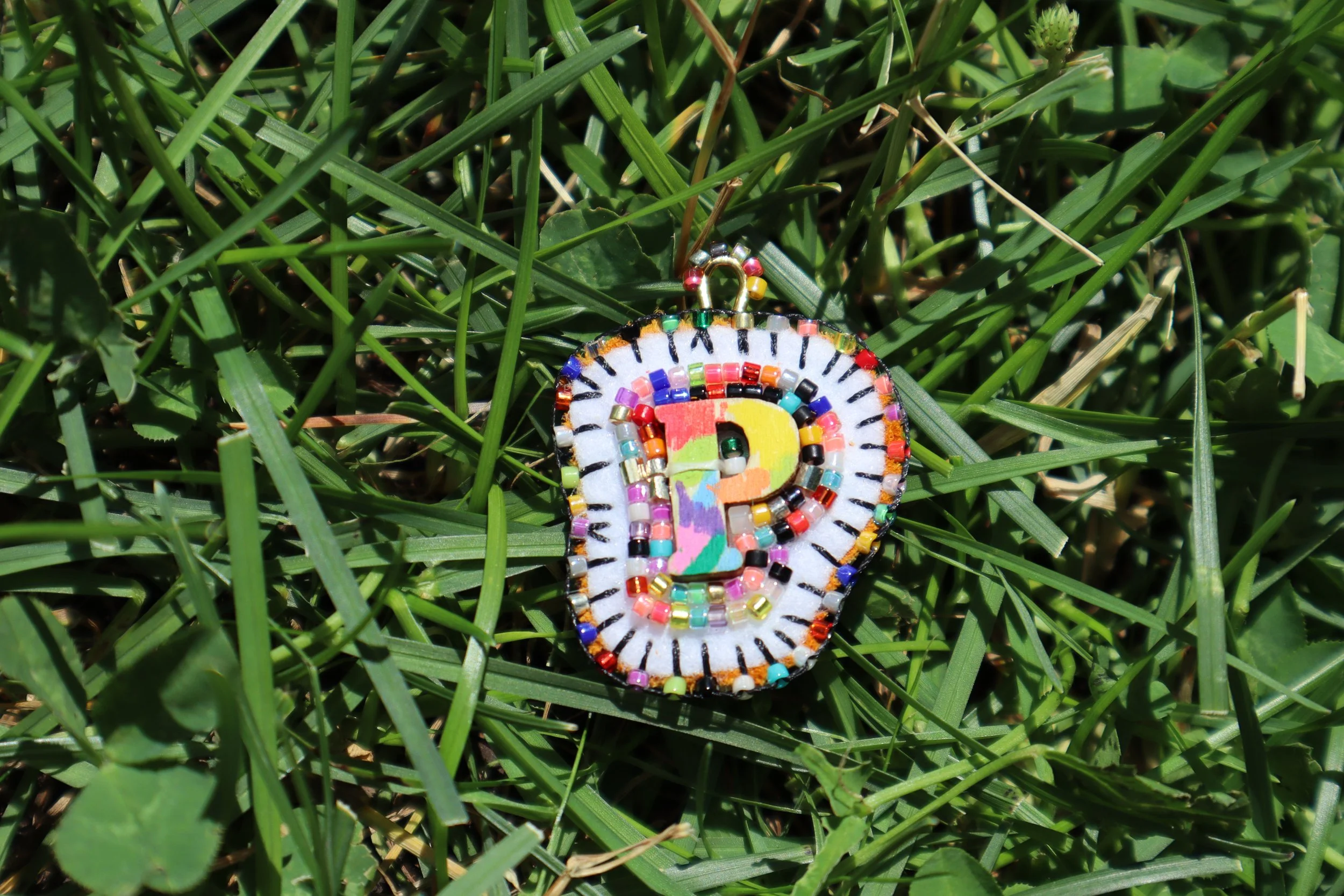 Rainbow Bead Soup Charm "P"
