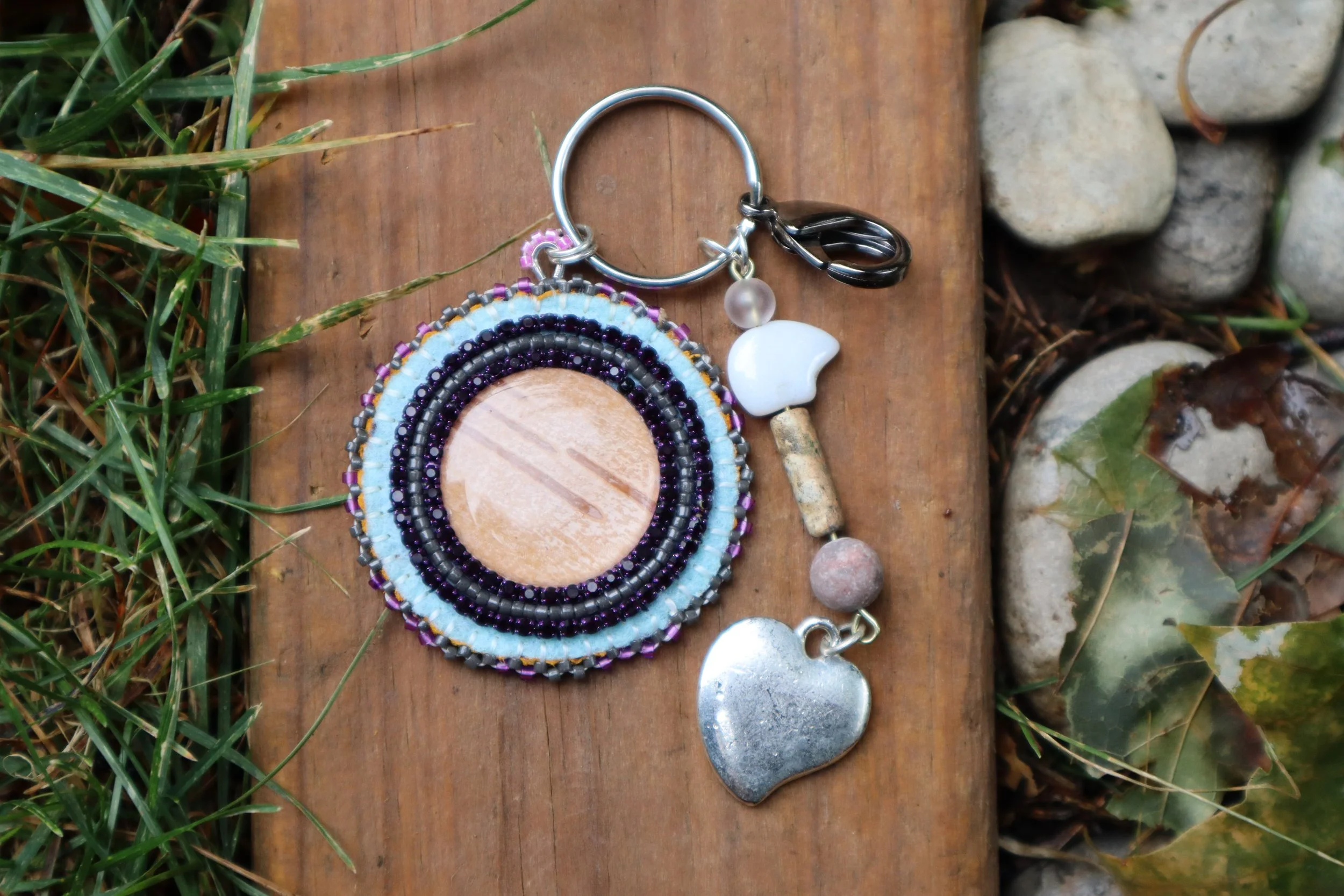Purple Birch Bark Keychain