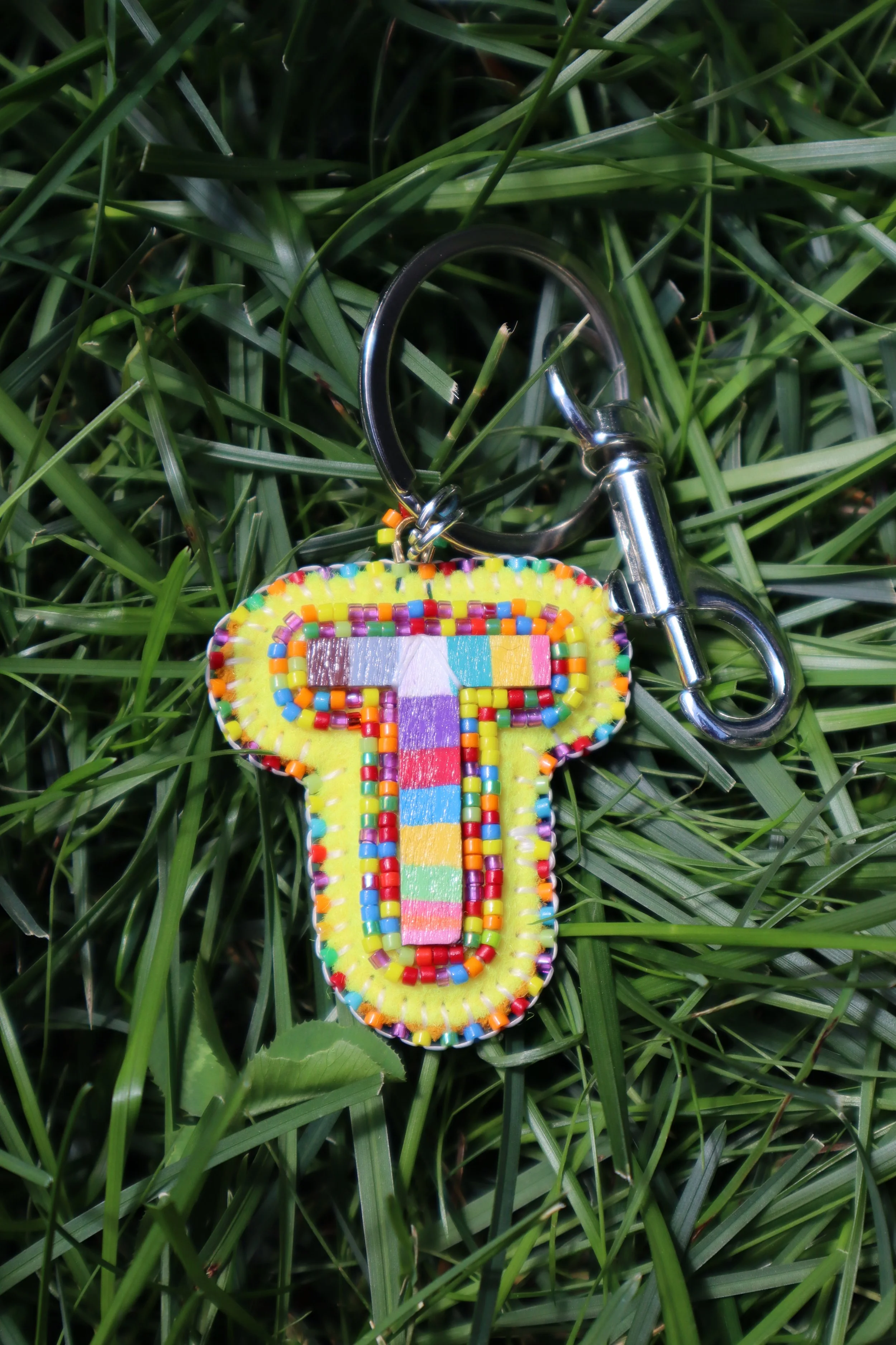 ROY G BIV Letter Keychain "T"