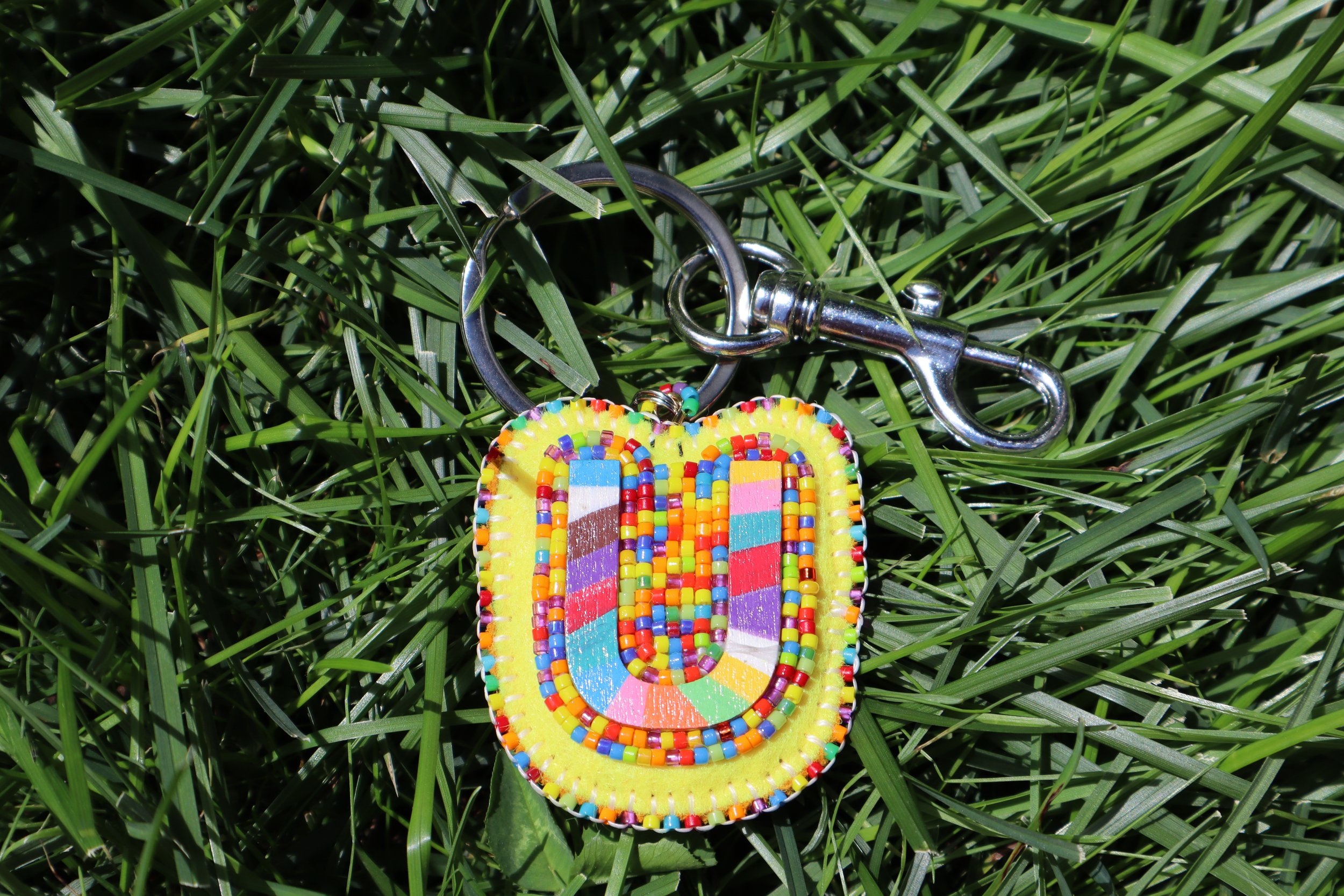 ROY G BIV Letter Keychain "U"
