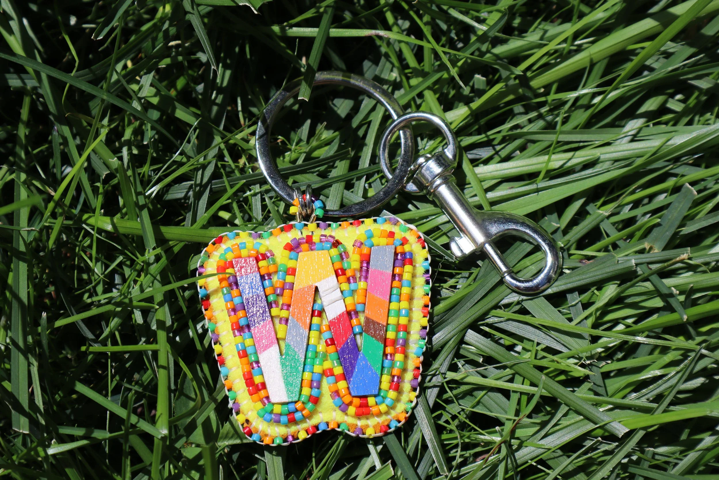 ROY G BIV Letter Keychain "W"