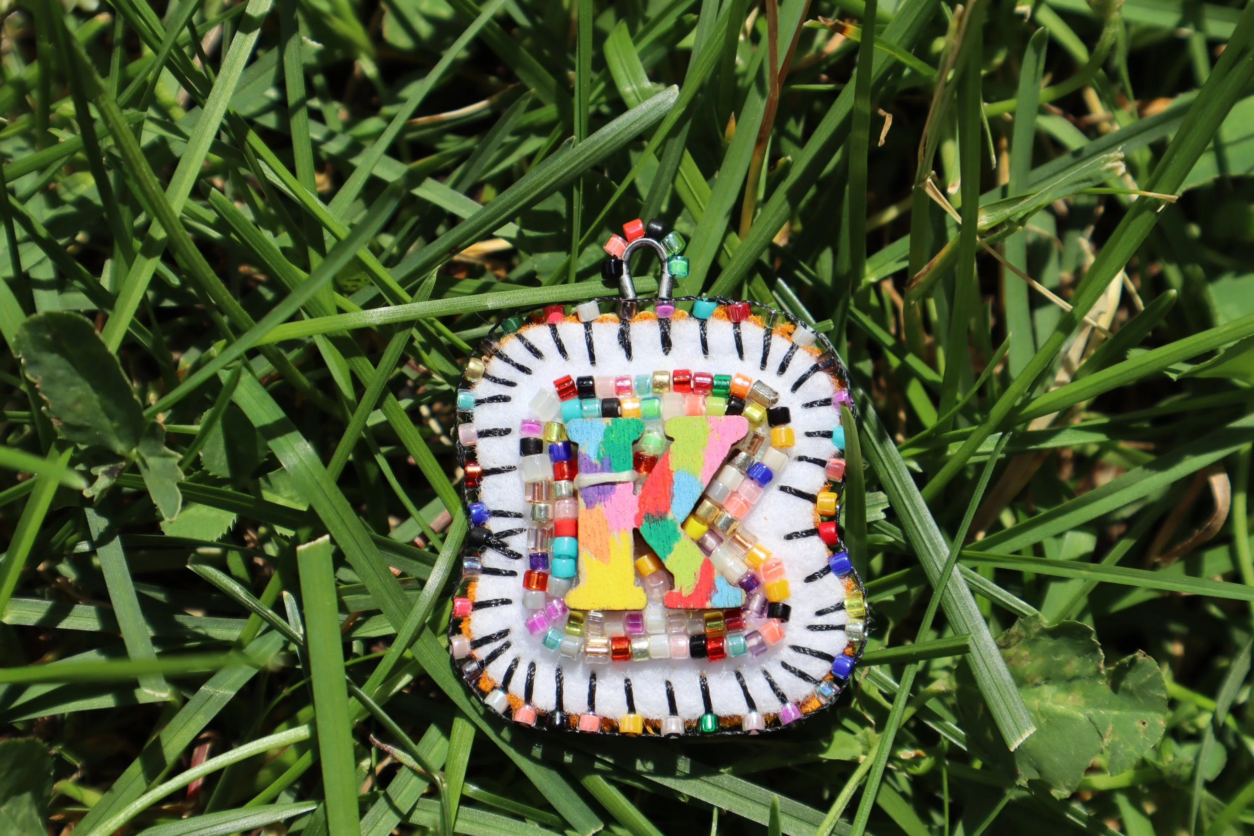 Rainbow Bead Soup Charm "K"