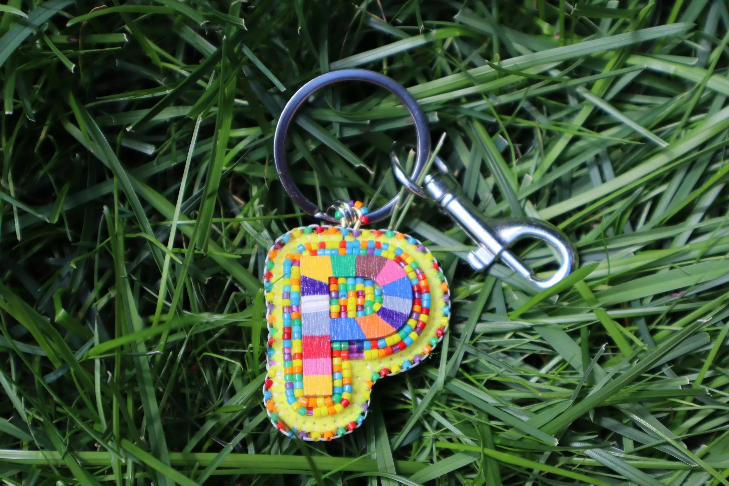 ROY G BIV Letter Keychain "P"