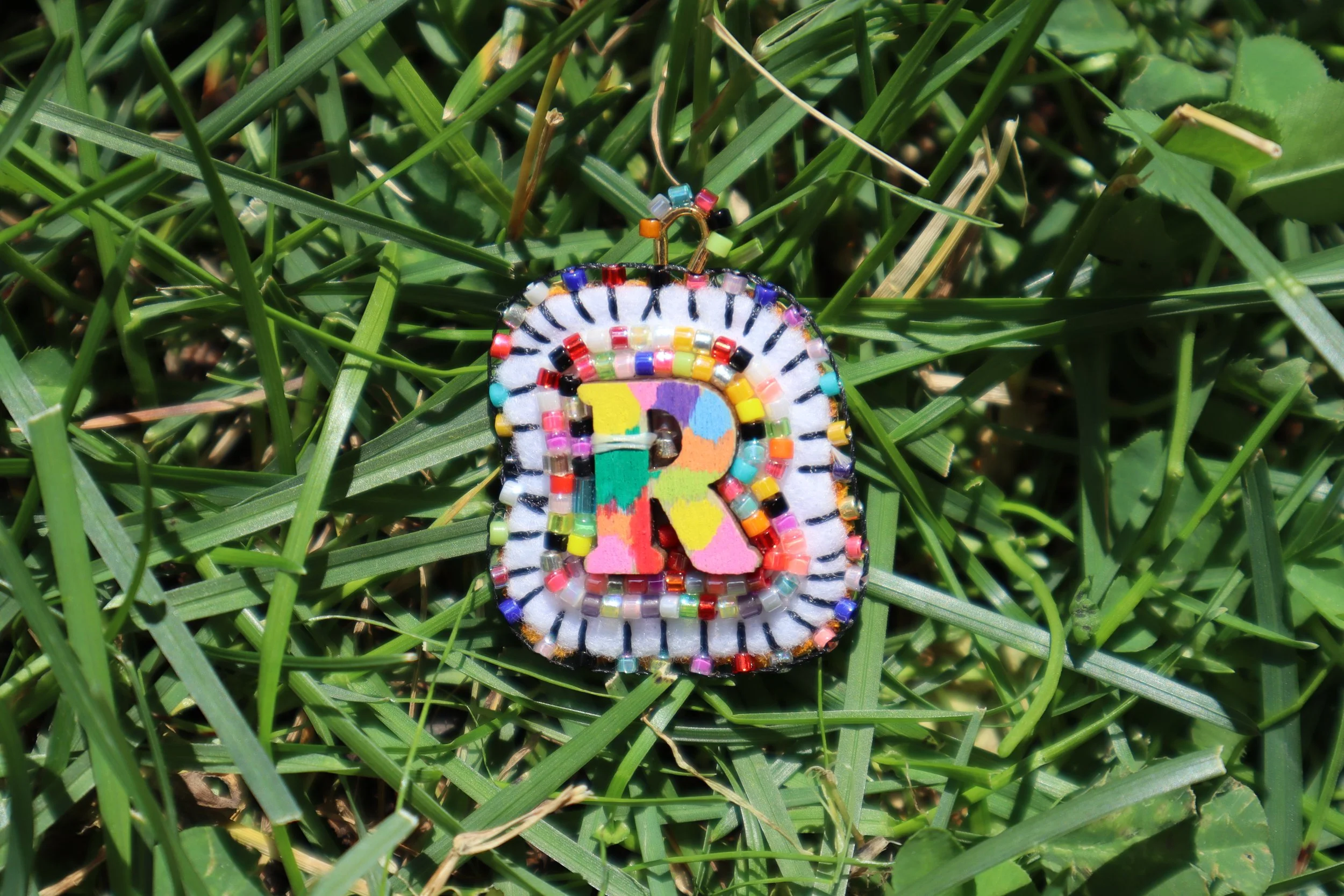 Rainbow Bead Soup Charm "R"