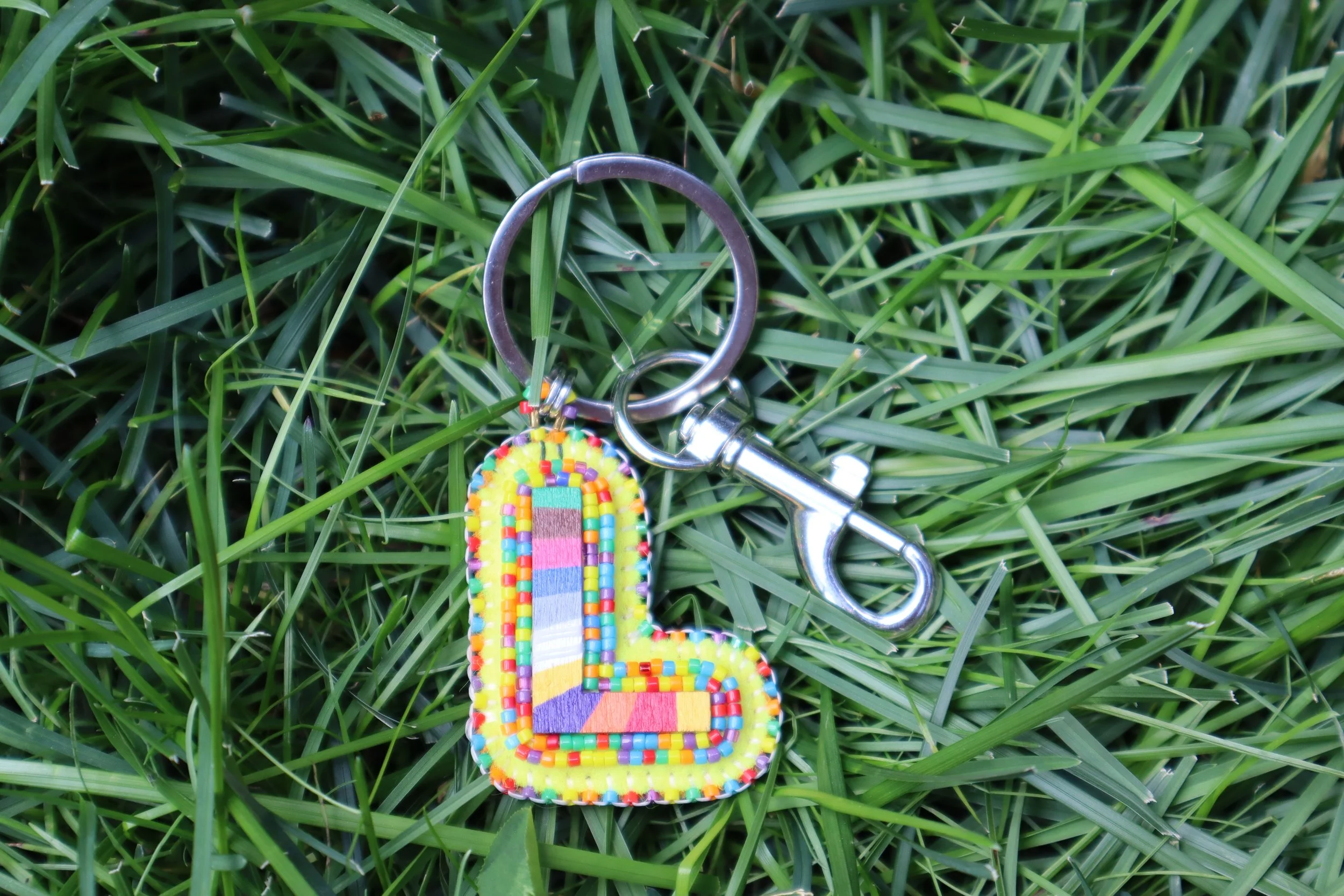 ROY G BIV Letter Keychain "L"