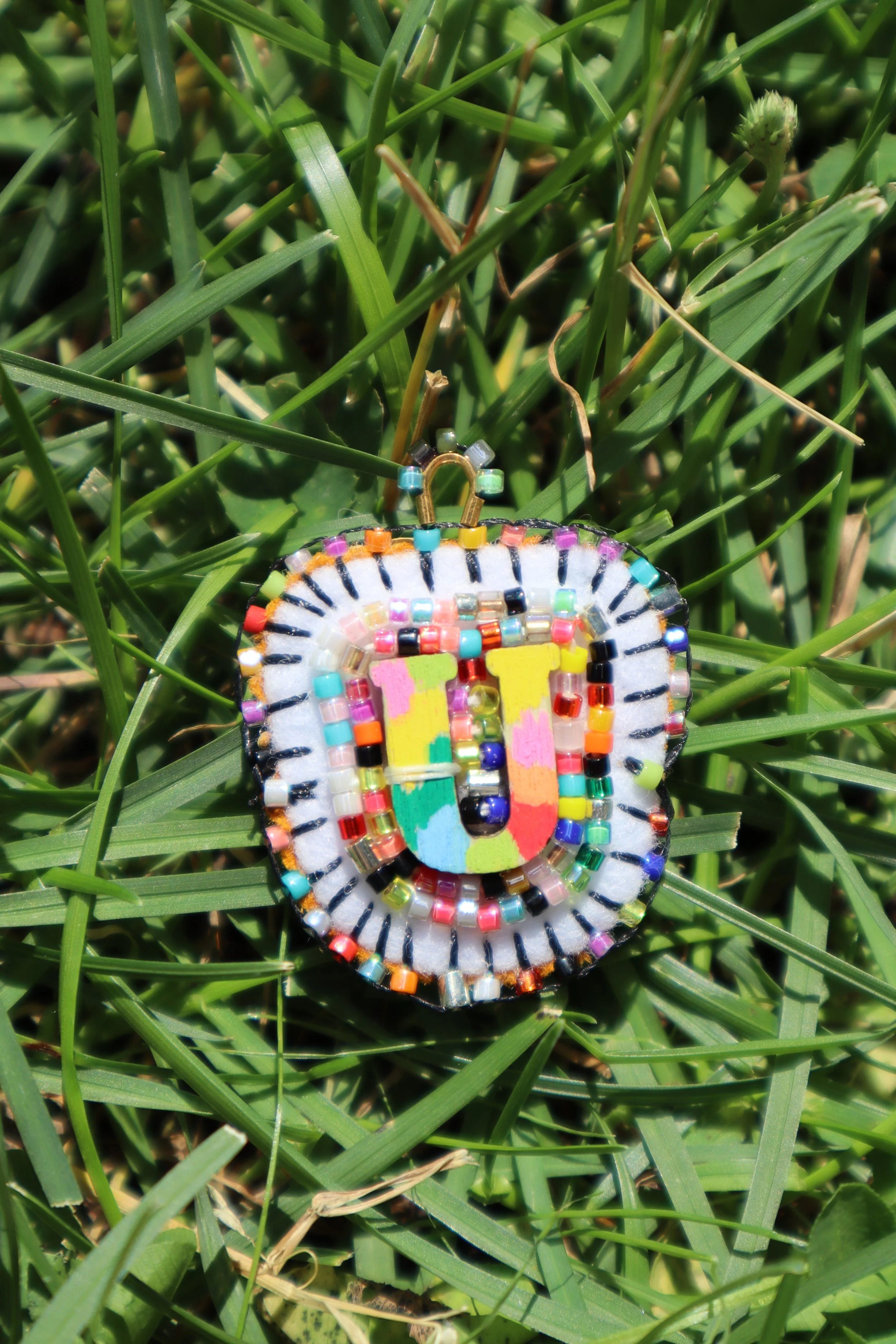 Rainbow Bead Soup Charm "U"