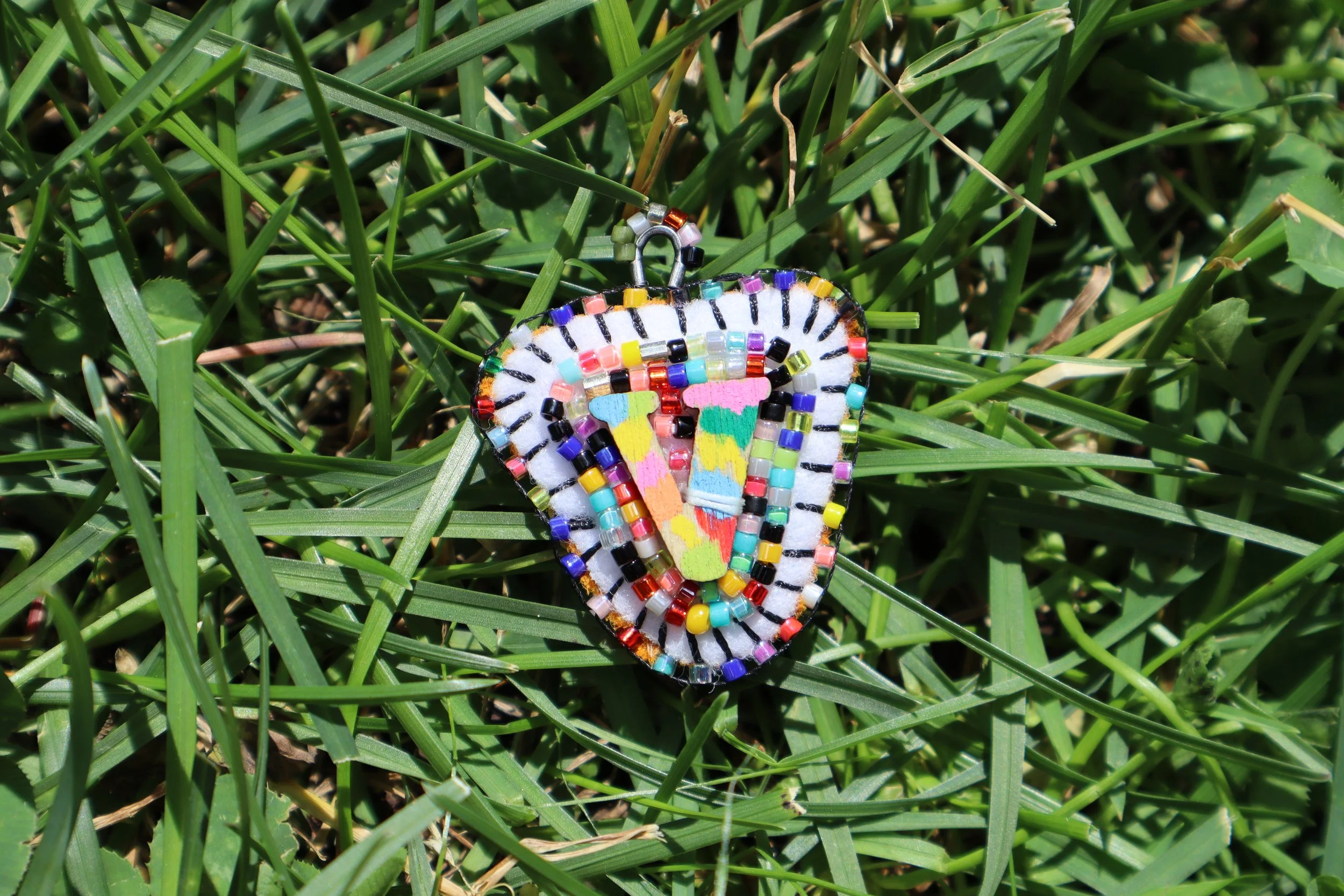 Rainbow Bead Soup Charm "V"