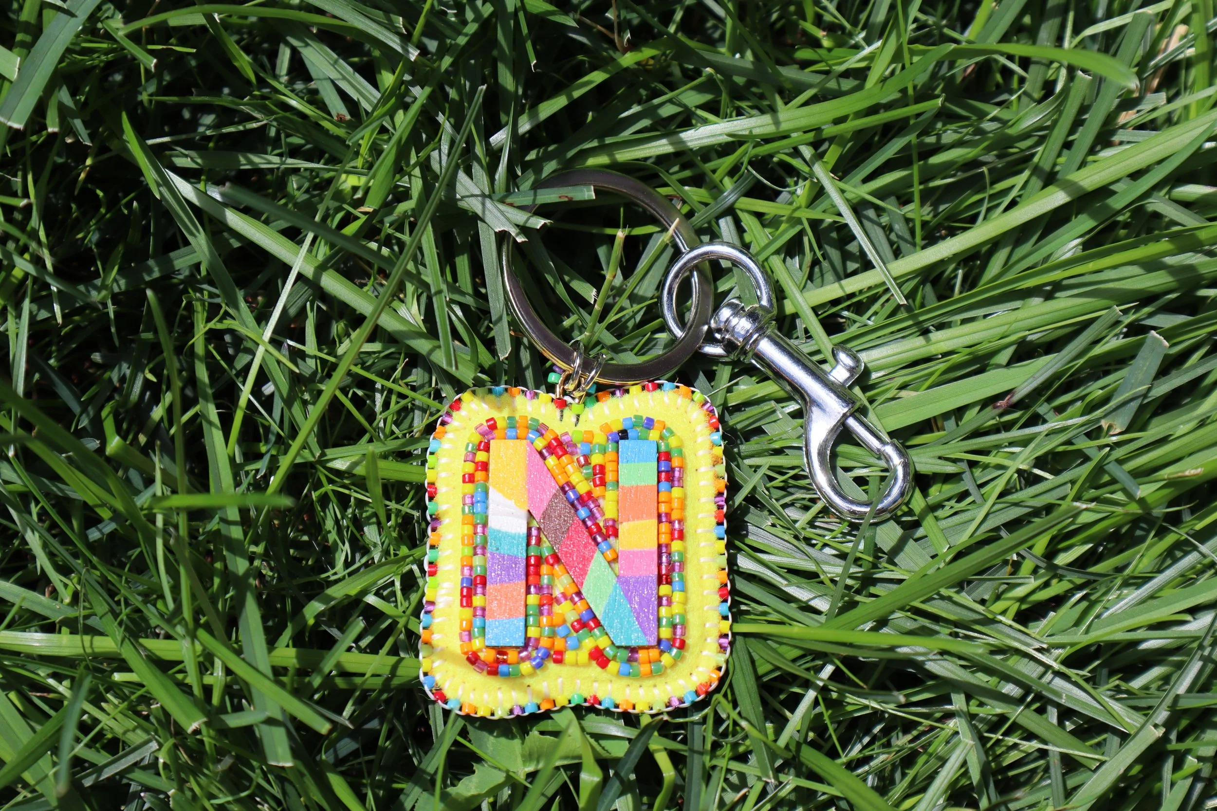ROY G BIV Letter Keychain "N"