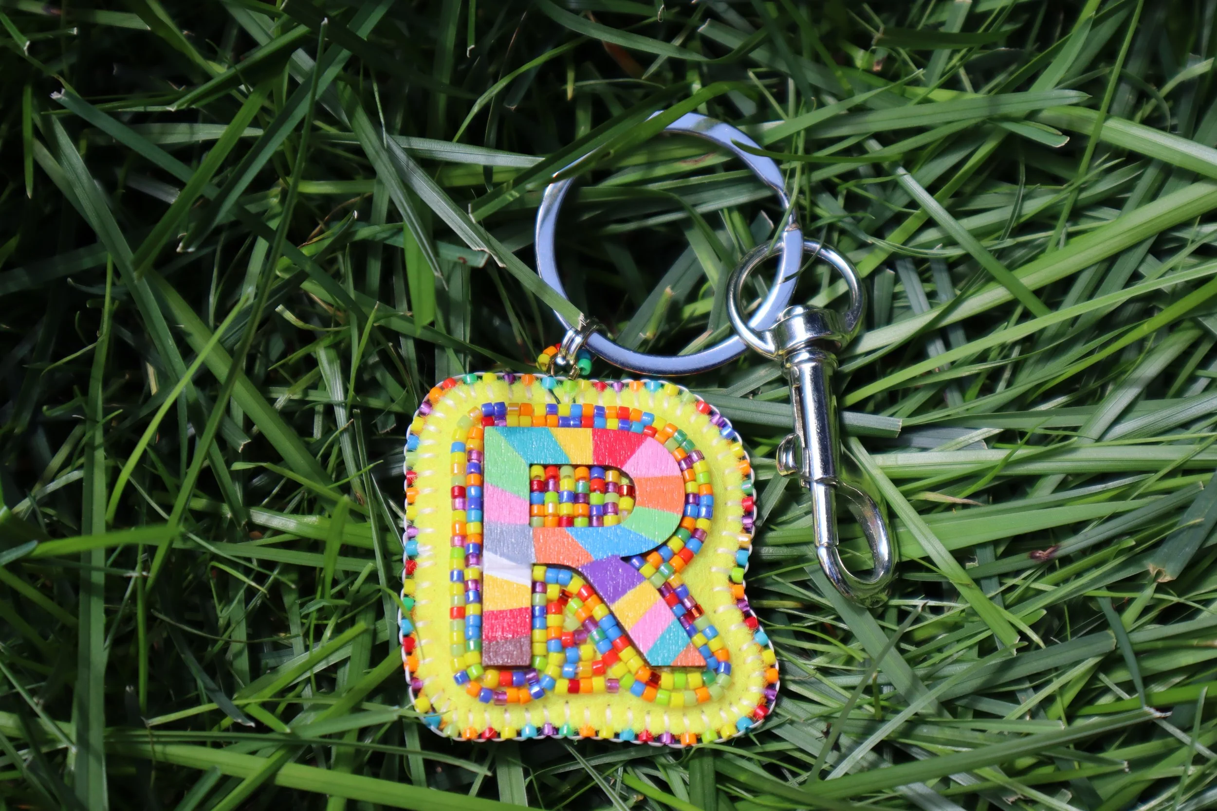 ROY G BIV Letter Keychain "R"