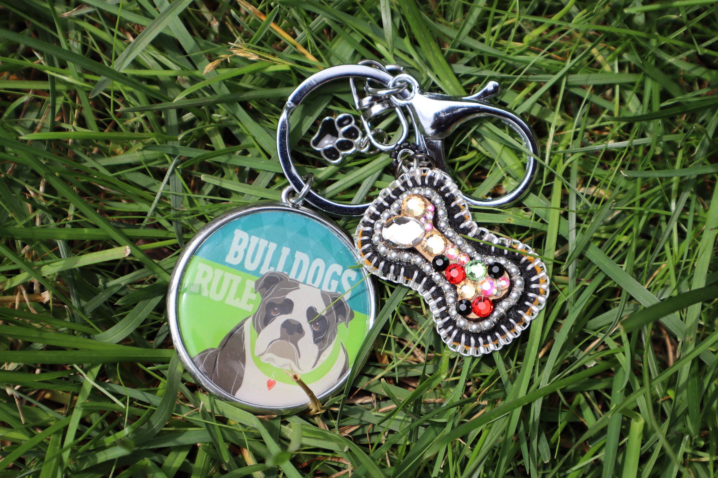 Bulldogs Rule Keychain and Bone Charm