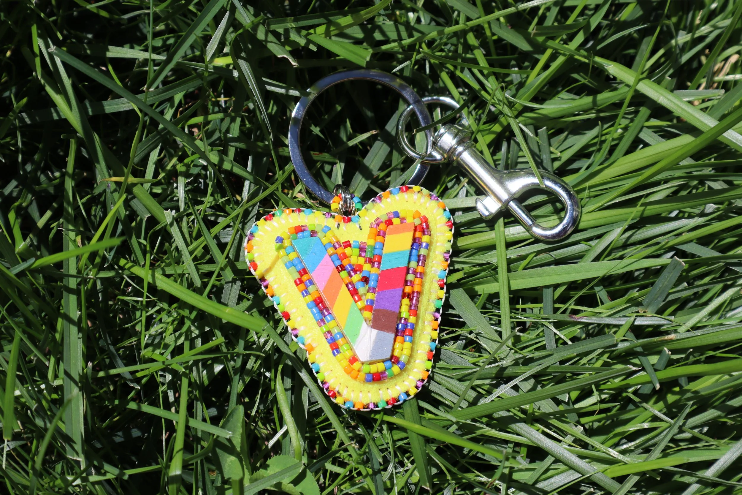 ROY G BIV Letter Keychain "V"