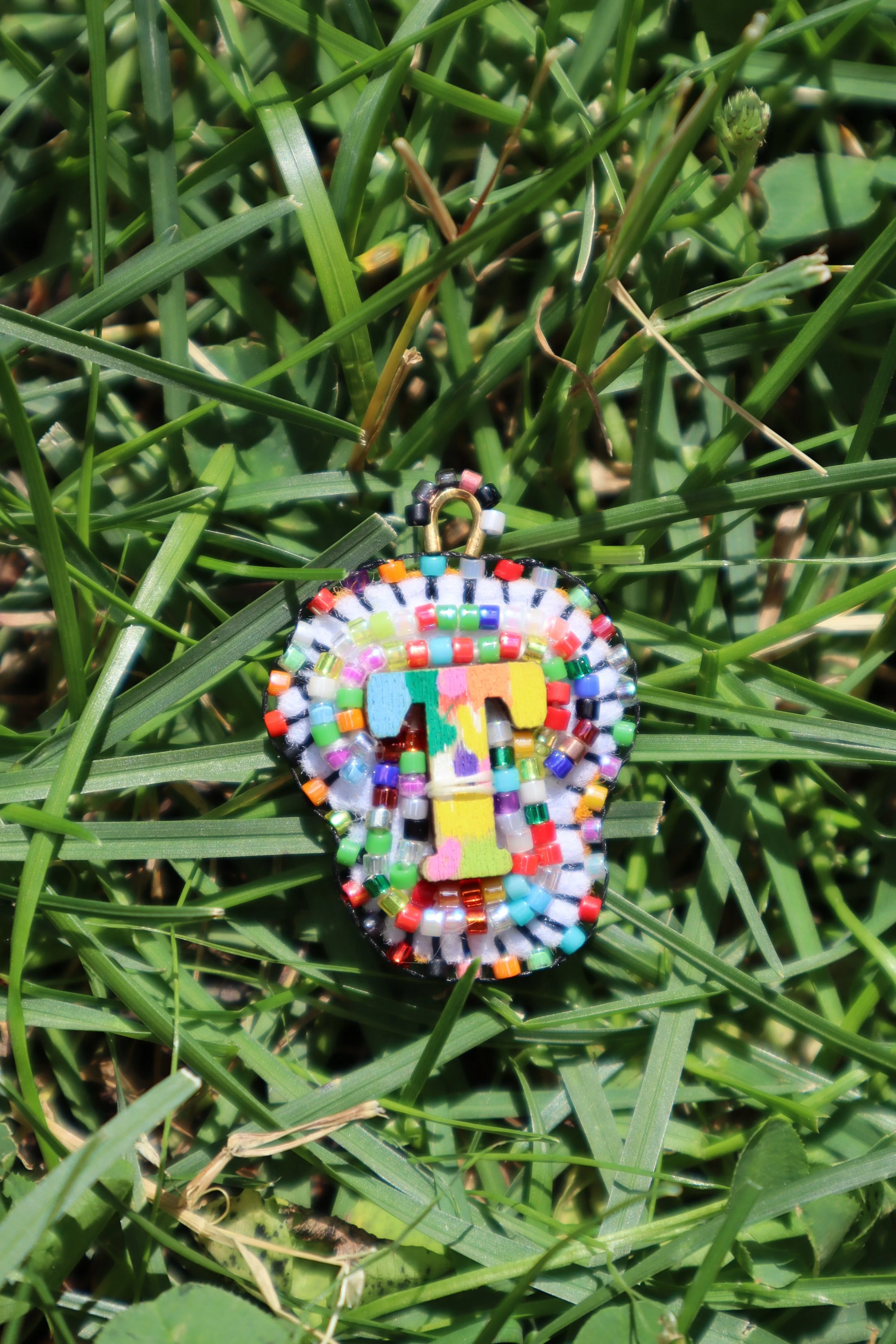 Rainbow Bead Soup Charm "T"