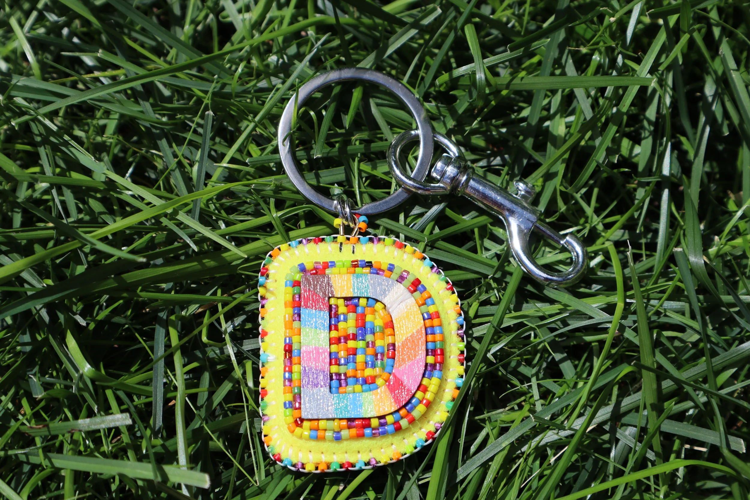 ROY G BIV Letter Keychain "D"