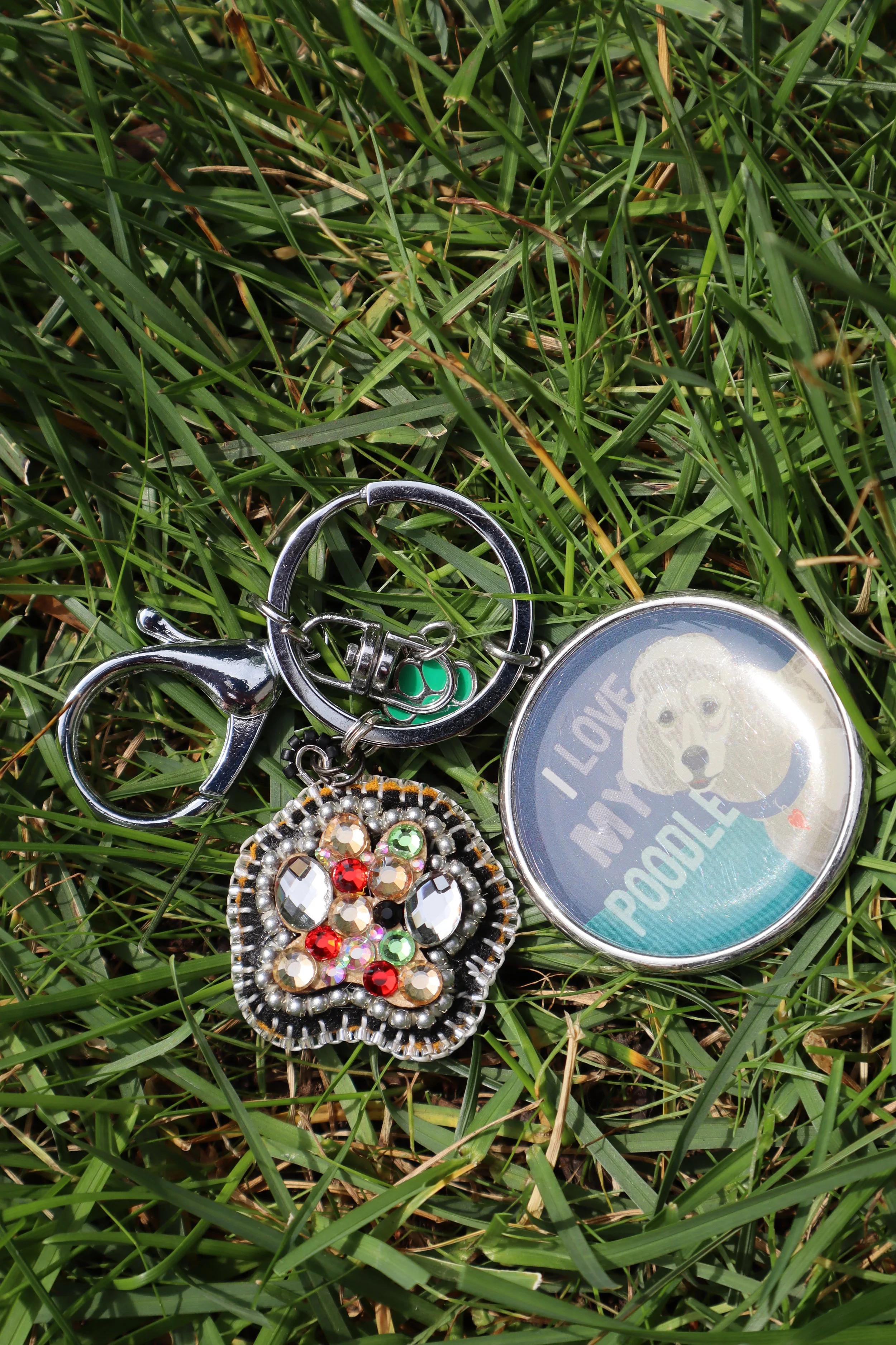 I Love My Poodle Keychain and Paw Charm
