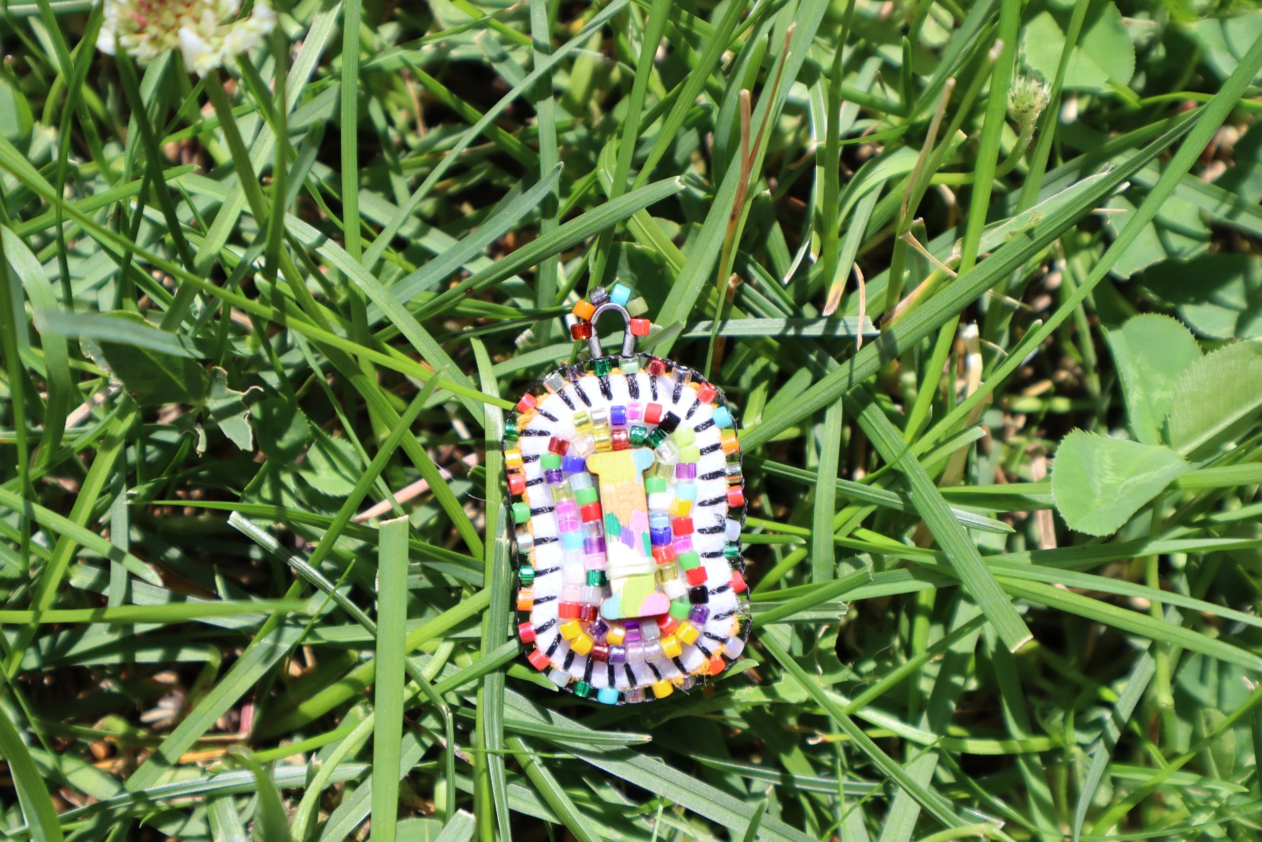Rainbow Bead Soup Charm "I"