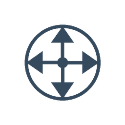 Icon of a globe with four arrows pointing outward in all directions.
