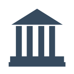 A silhouette of a classical building with columns and a triangular pediment, resembling a government or courthouse building.