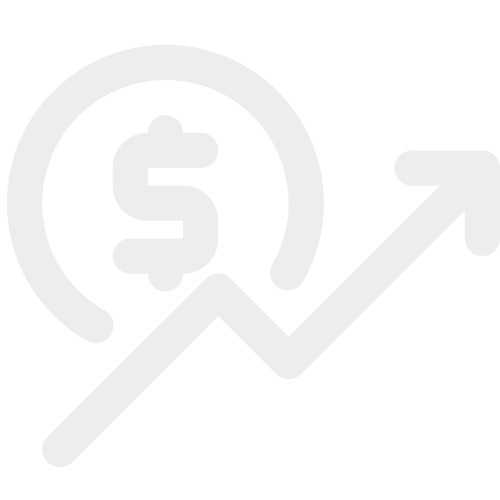 Line graph with upward trend, dollar sign, and circular arrow indicating financial growth or increase.