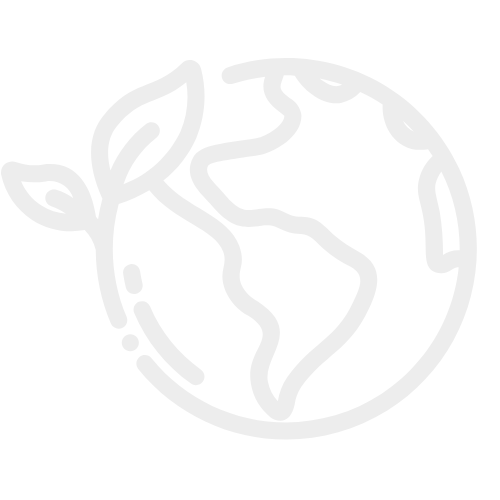 Outline of a leaf and the Earth globe on a black background