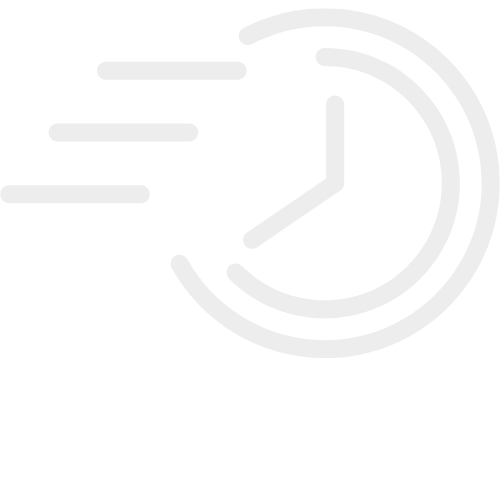 Icon of a clock with motion lines indicating speed or fast timing.