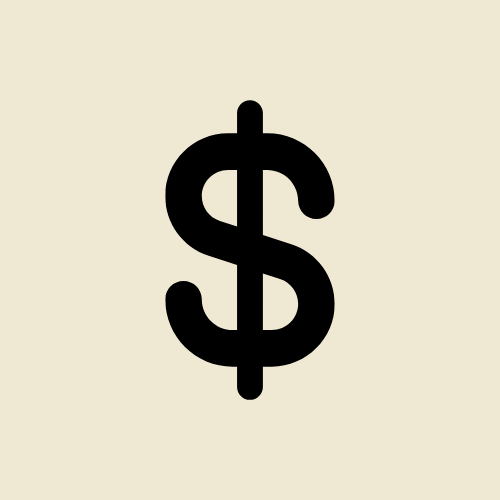 Black dollar sign symbol on a light background.