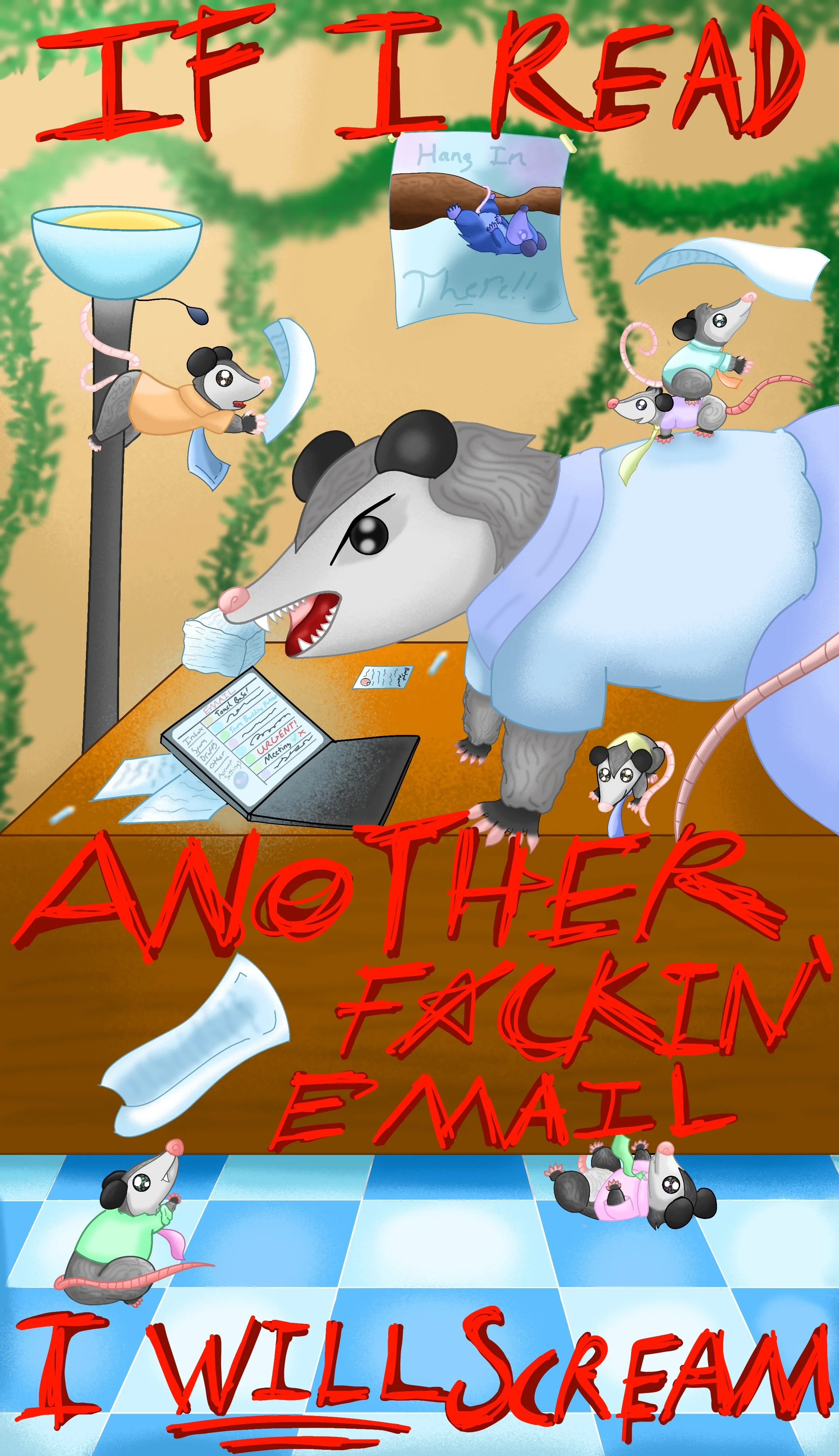(Anti-) Capitalist Opossum, 11"x17", 2025