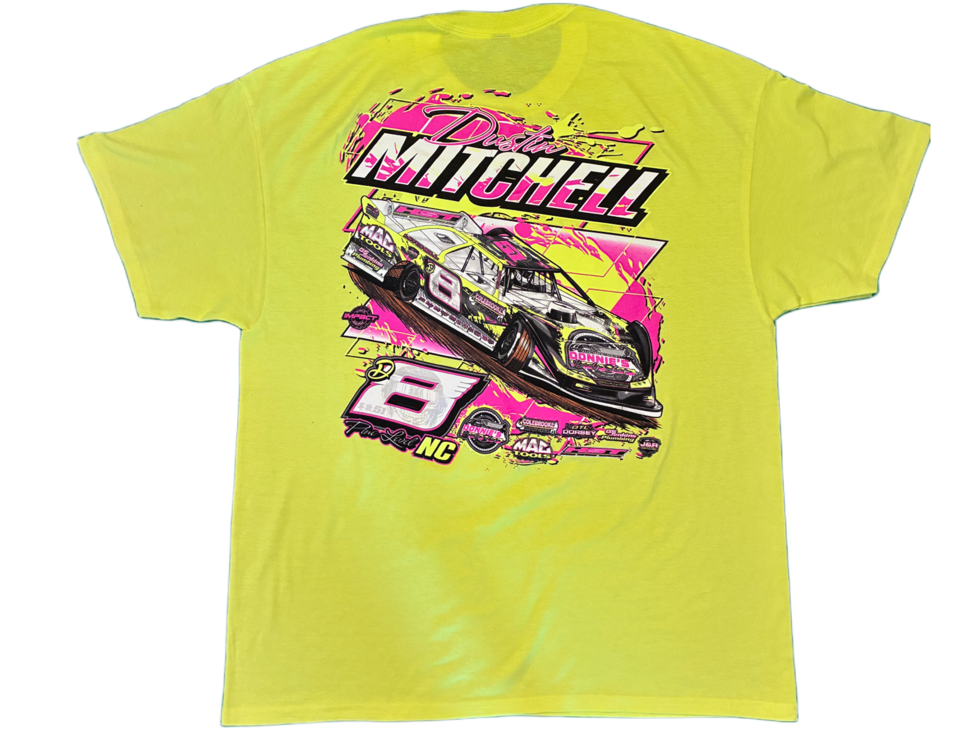 Dustin Mitchell #8 Yellow Racing Shirt - Back