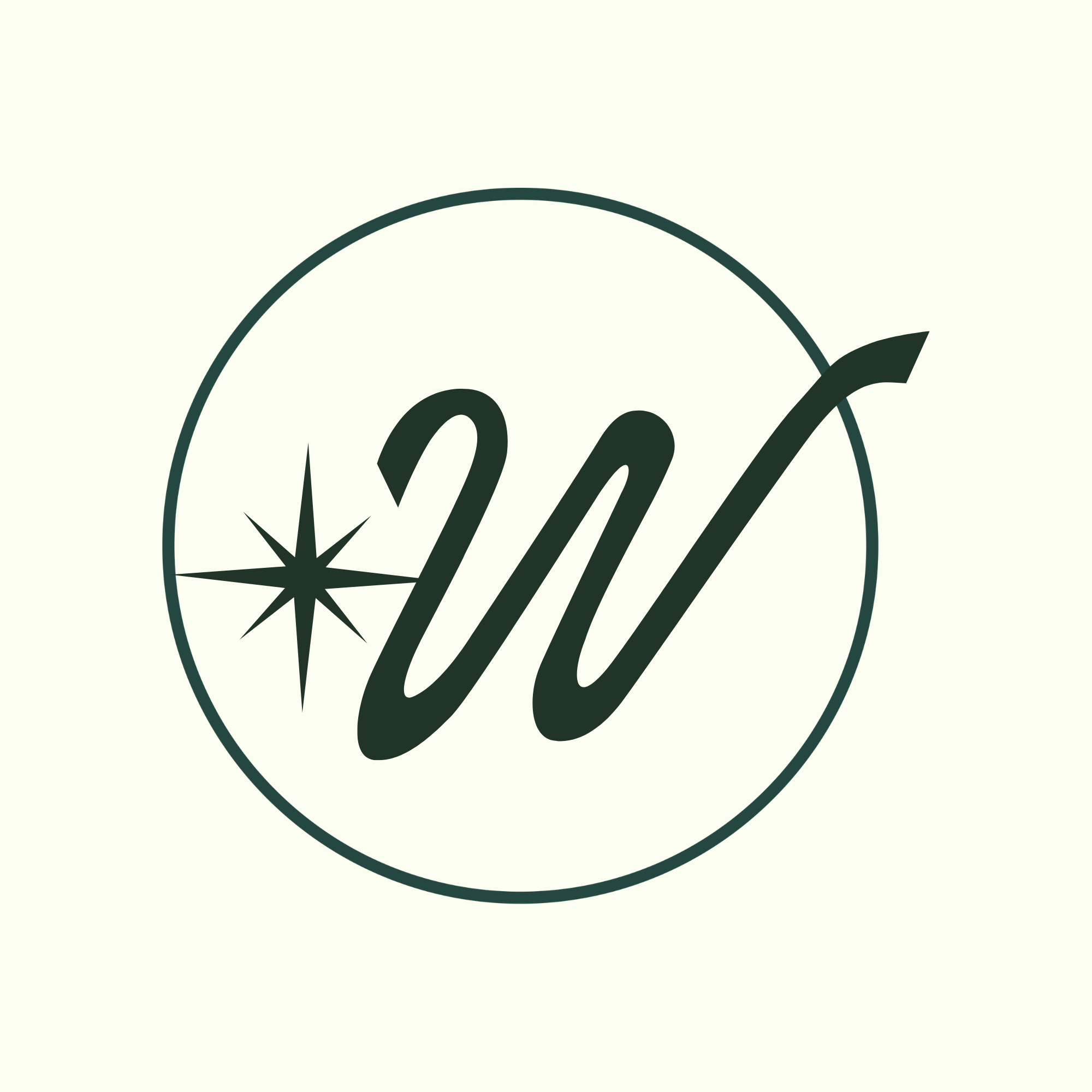 Close-up of a circular logo with the word 'Vegan' written in stylized cursive font inside it.